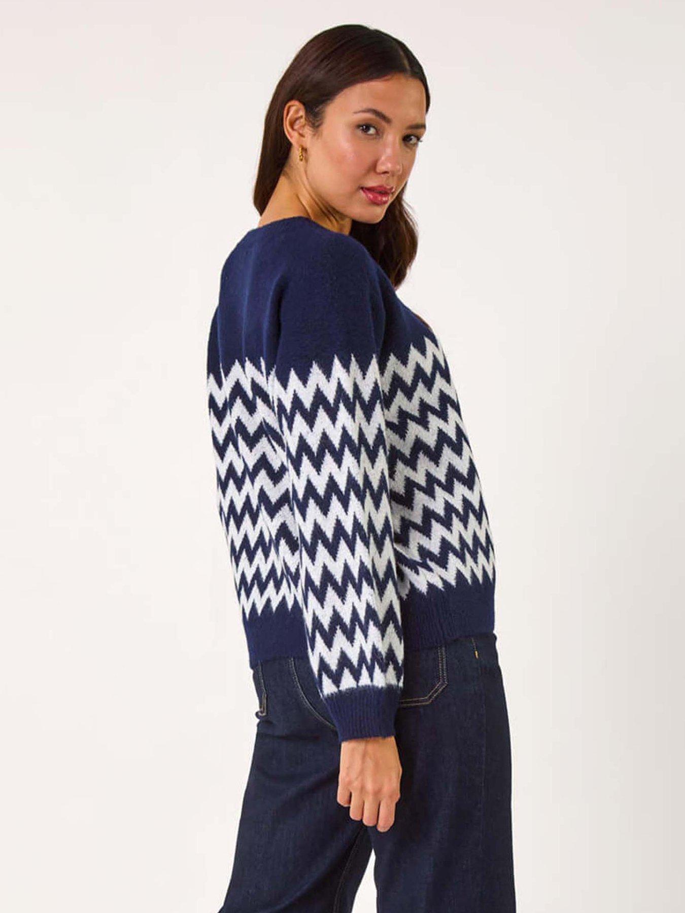 Image 2 of 5 of Roman Zig Zag Knitted Jumper - Navy