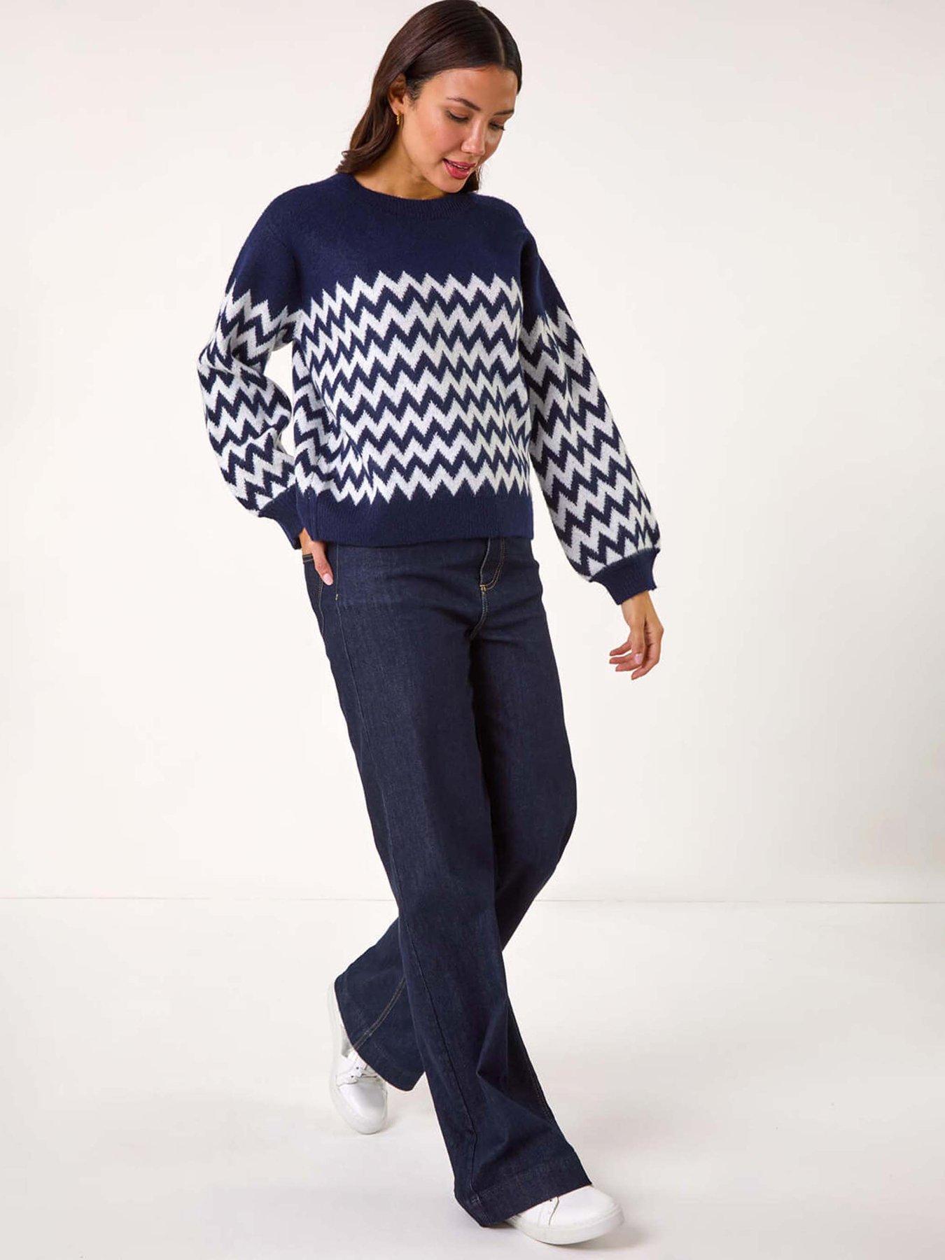 Image 3 of 5 of Roman Zig Zag Knitted Jumper - Navy