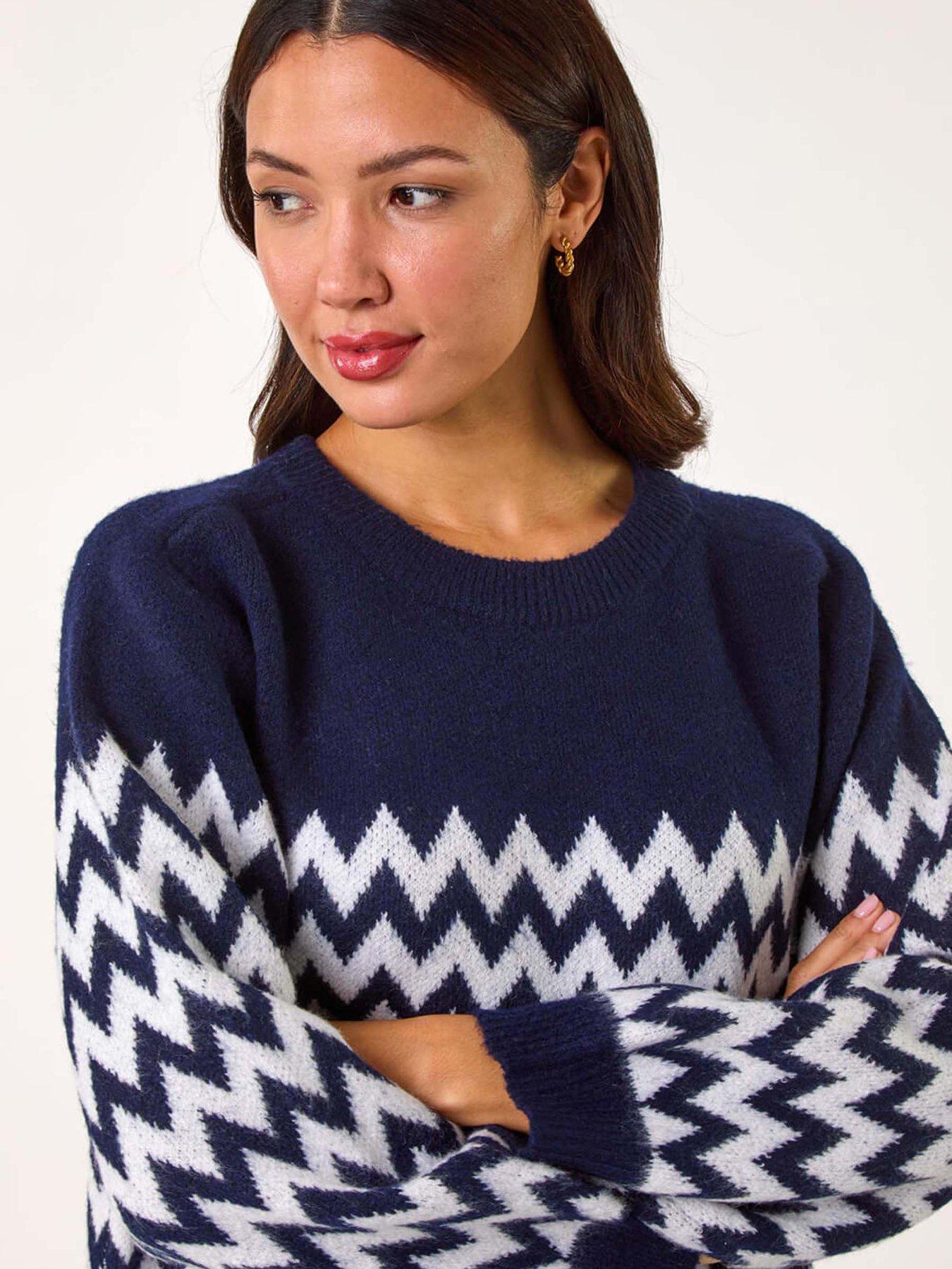Image 4 of 5 of Roman Zig Zag Knitted Jumper - Navy