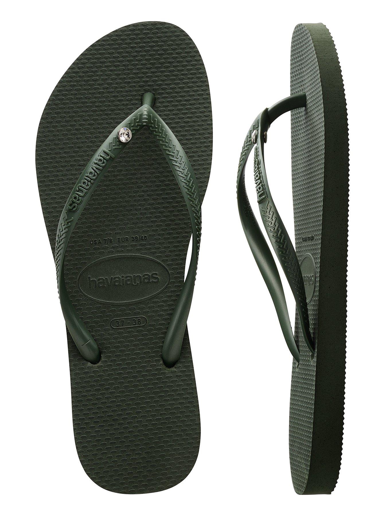  image of havaianas-slim-crystal-flip-flop-olive-green