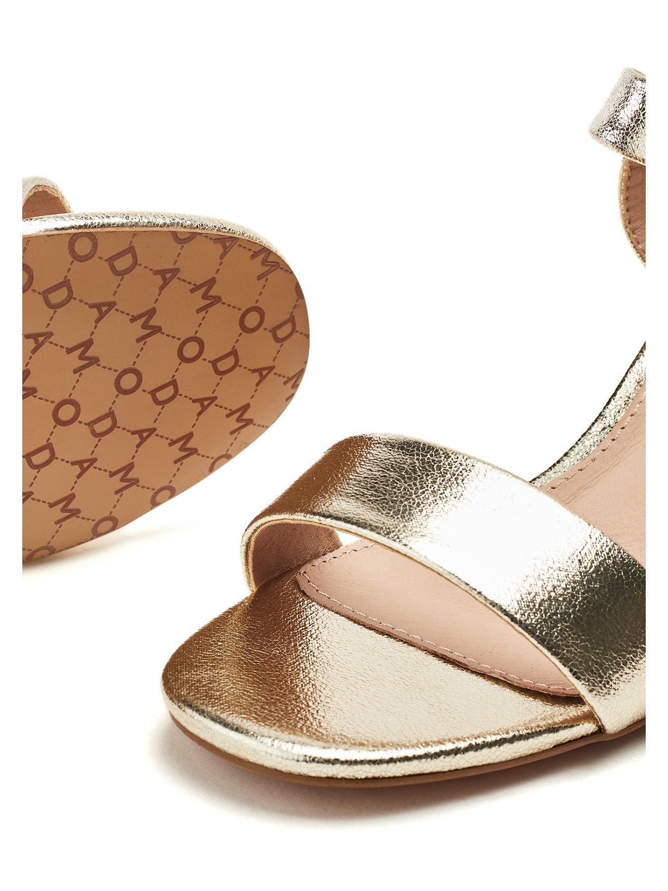 Image 3 of 4 of Moda In Pelle Sandypearl Heel Detail Sandals - Gold
