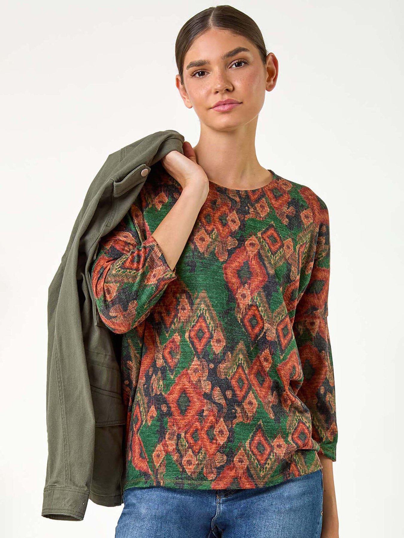 roman-abstract-aztec-print-top-green