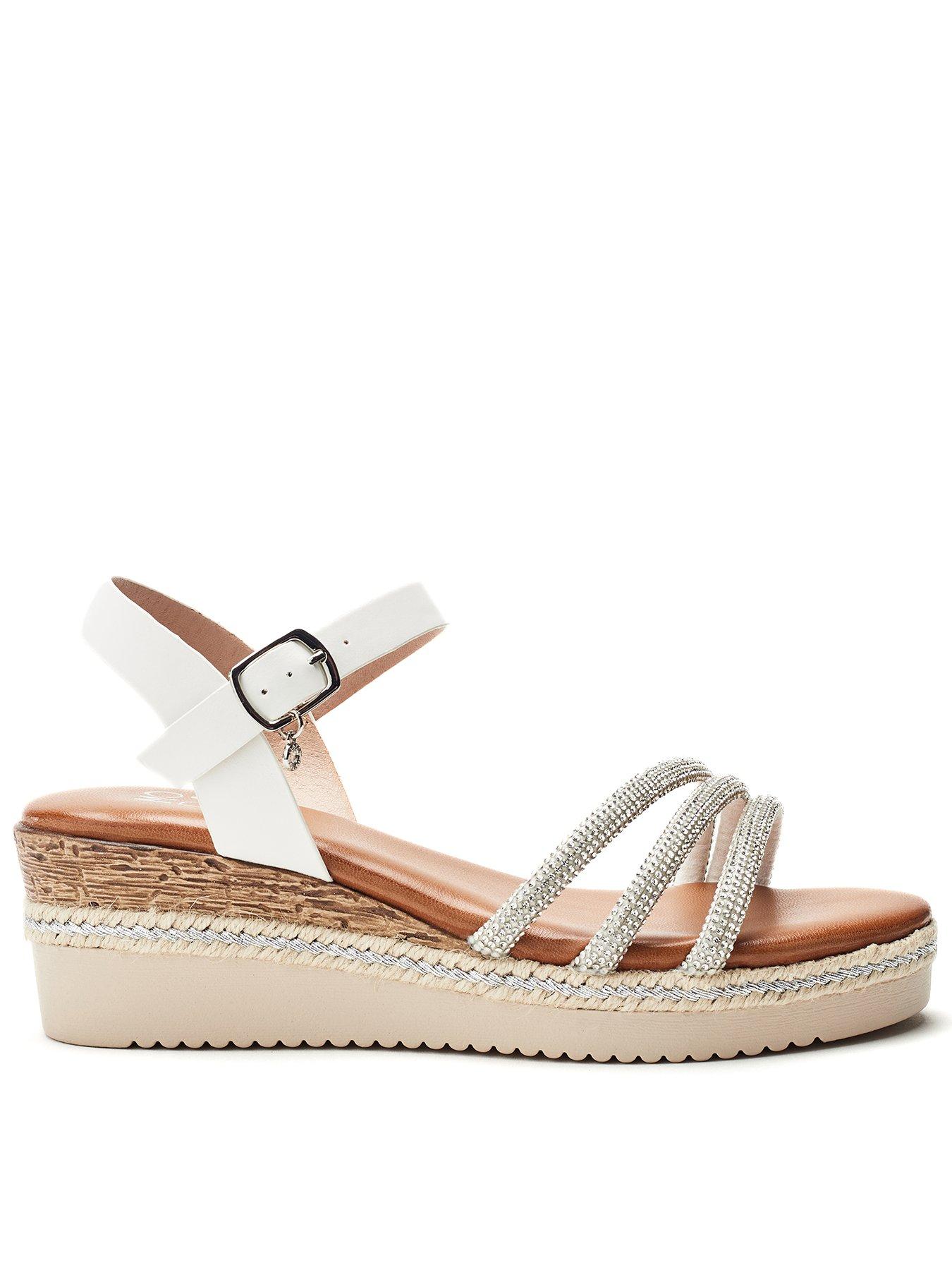 undefined Kandace Wedge Sandals - White/silver