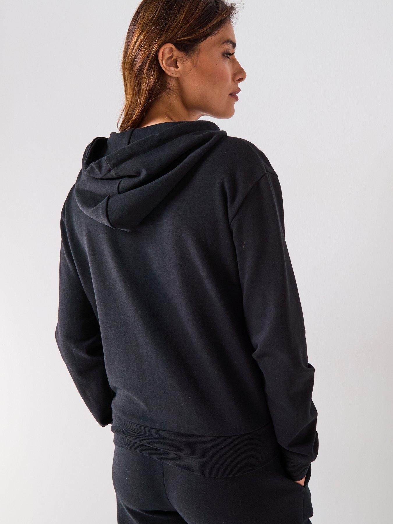 Image 2 of 4 of BOSS Logo Print Hoodie With Signature Stripe Cords - Black