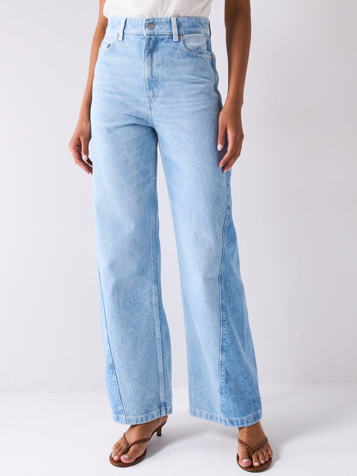 undefined Cross Panel Jeans Wide Leg - Light Denim