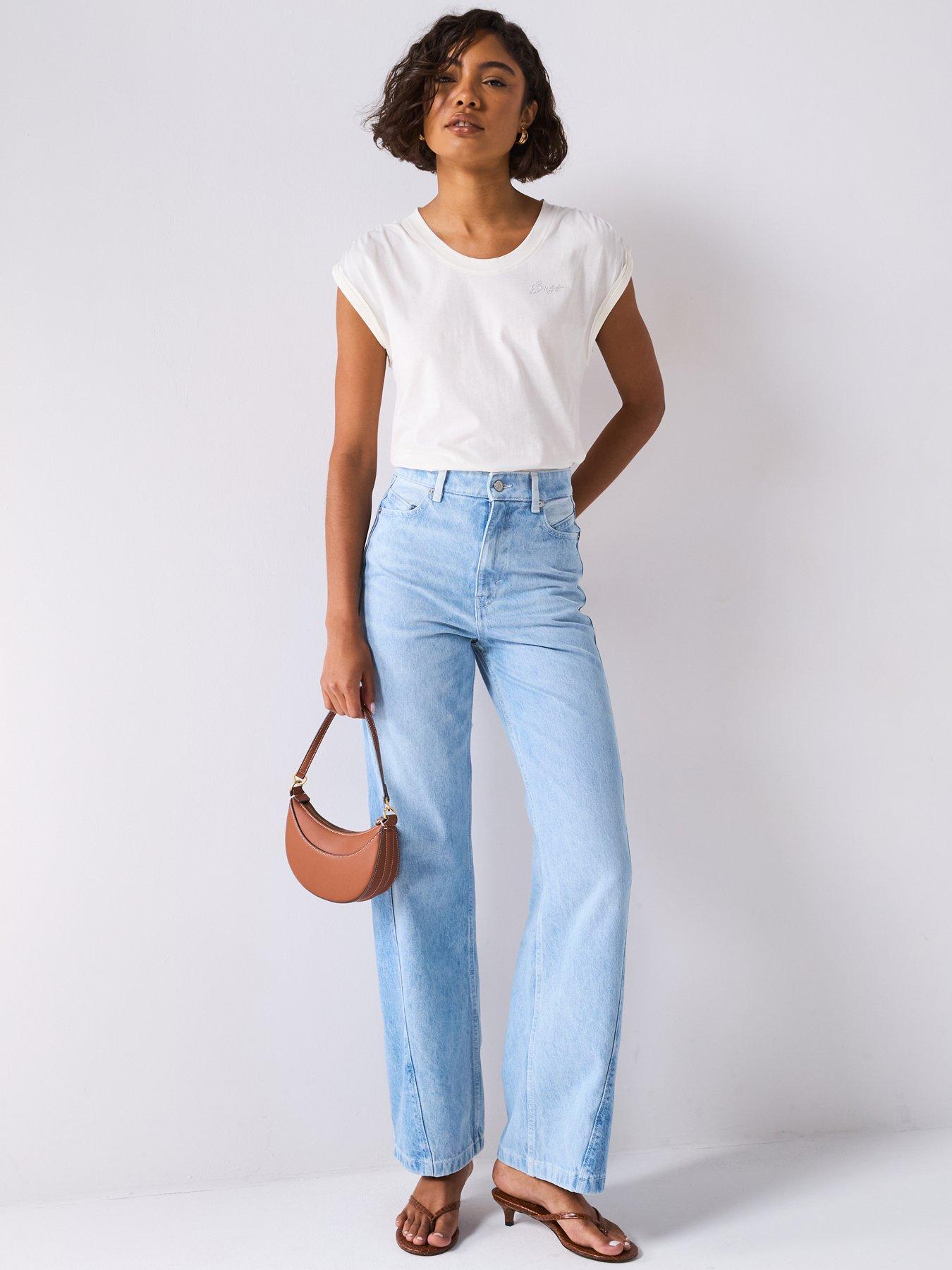 Image 3 of 6 of BOSS Cross Panel Jeans Wide Leg - Light Denim