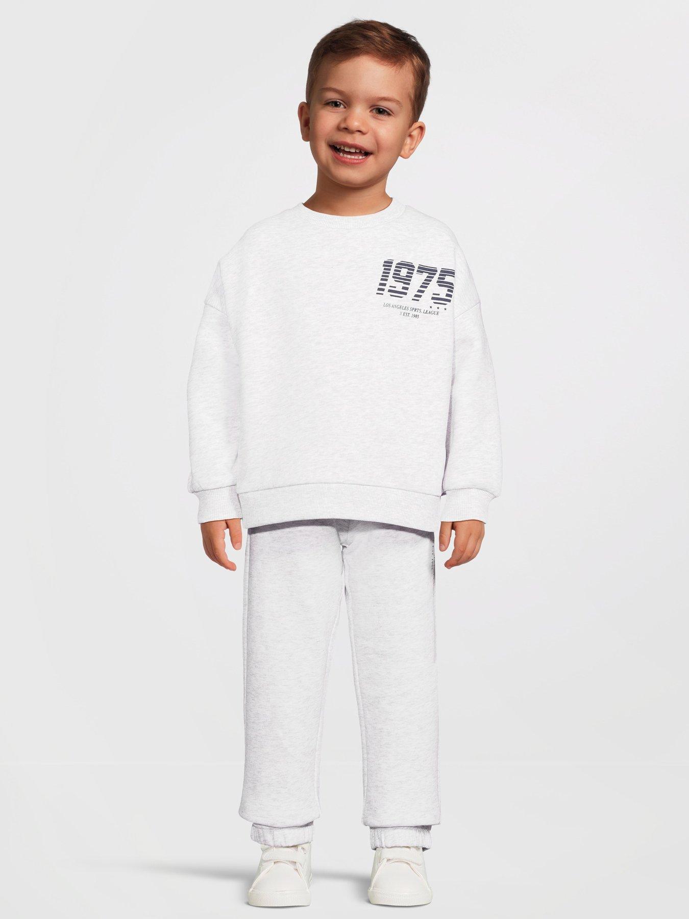 undefined Boys Sporty Logo Sweatshirt And Jogger Set - Grey