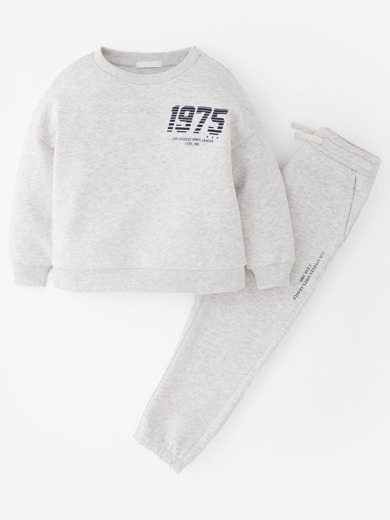 Mini V by Very Boys Sporty Logo Sweatshirt And Jogger Set - Grey