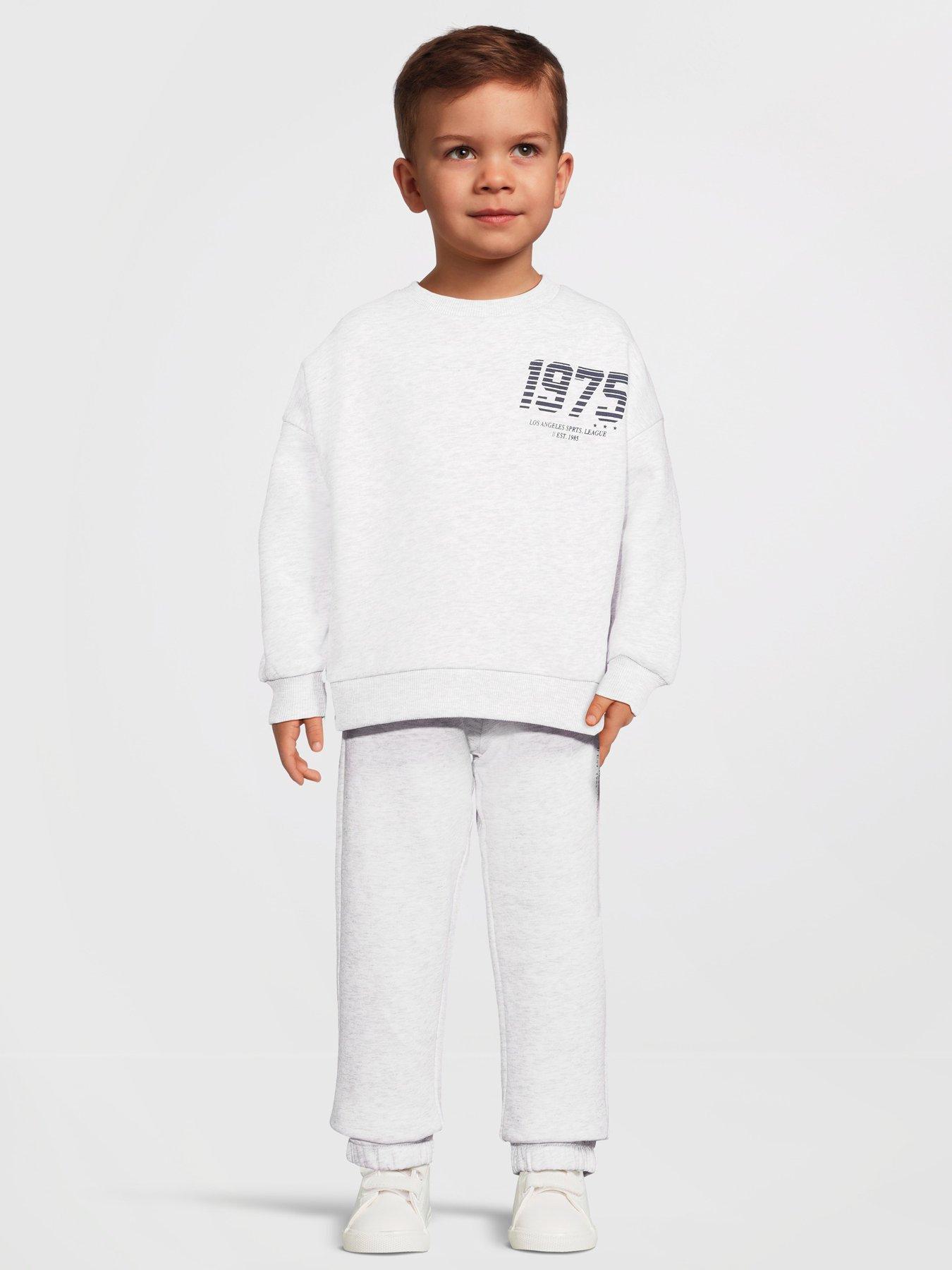 Image 3 of 5 of Mini V by Very Boys Sporty Logo Sweatshirt And Jogger Set - Grey