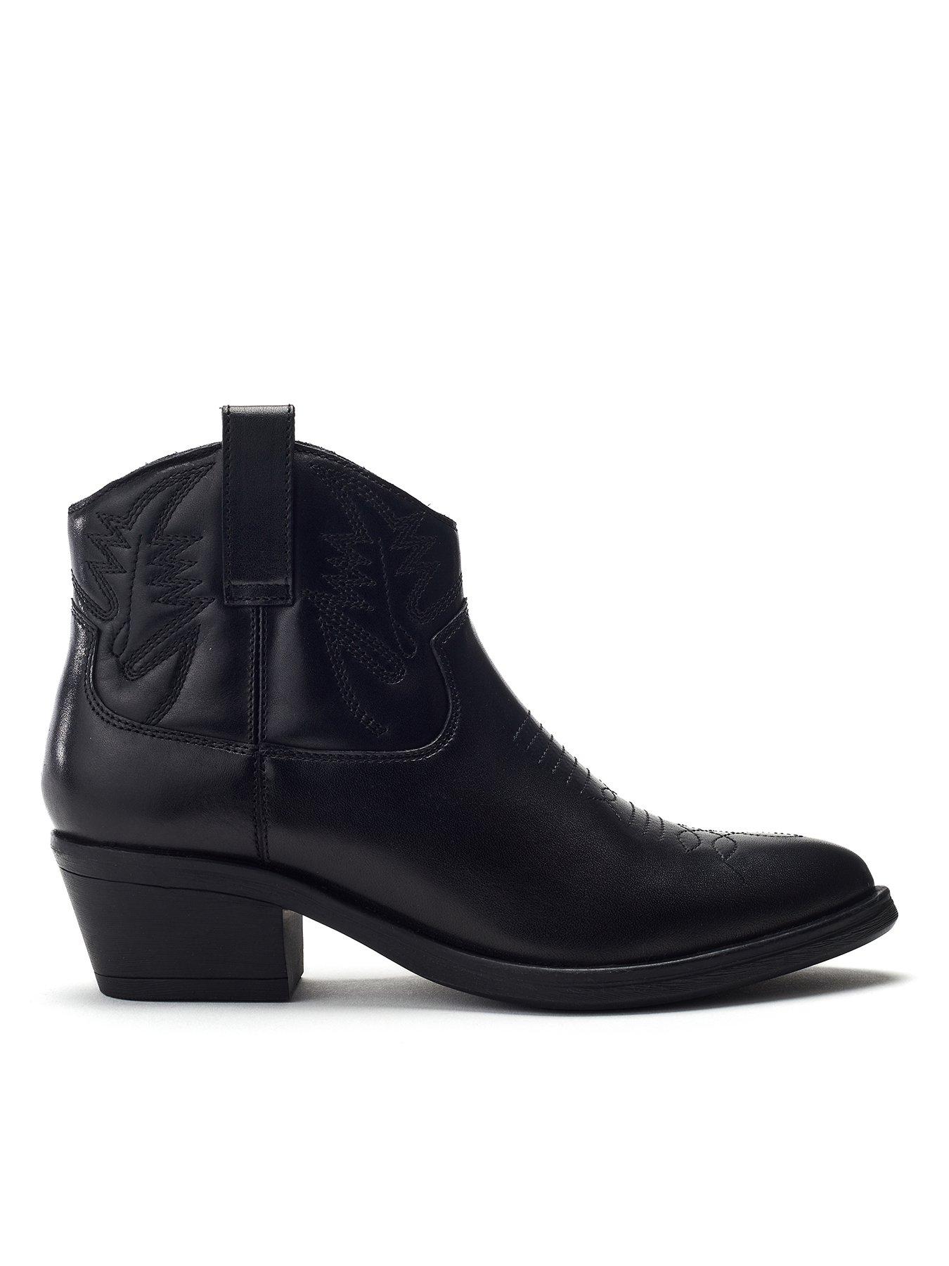undefined Bracknell Leather Western Boots - Black
