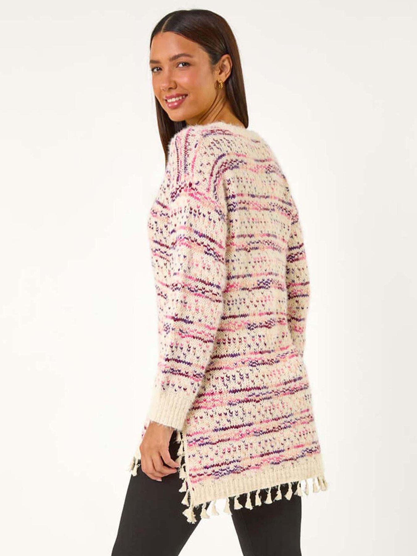  image of roman-boucle-fringe-hem-tunic-jumper-pink
