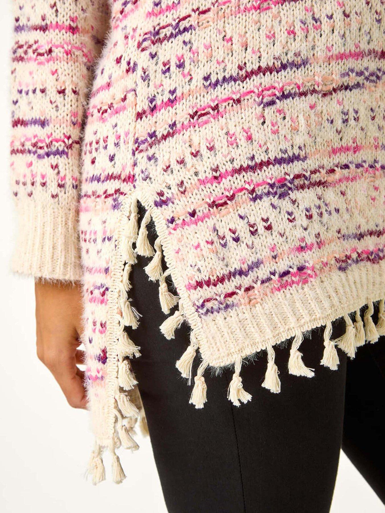  image of roman-boucle-fringe-hem-tunic-jumper-pink