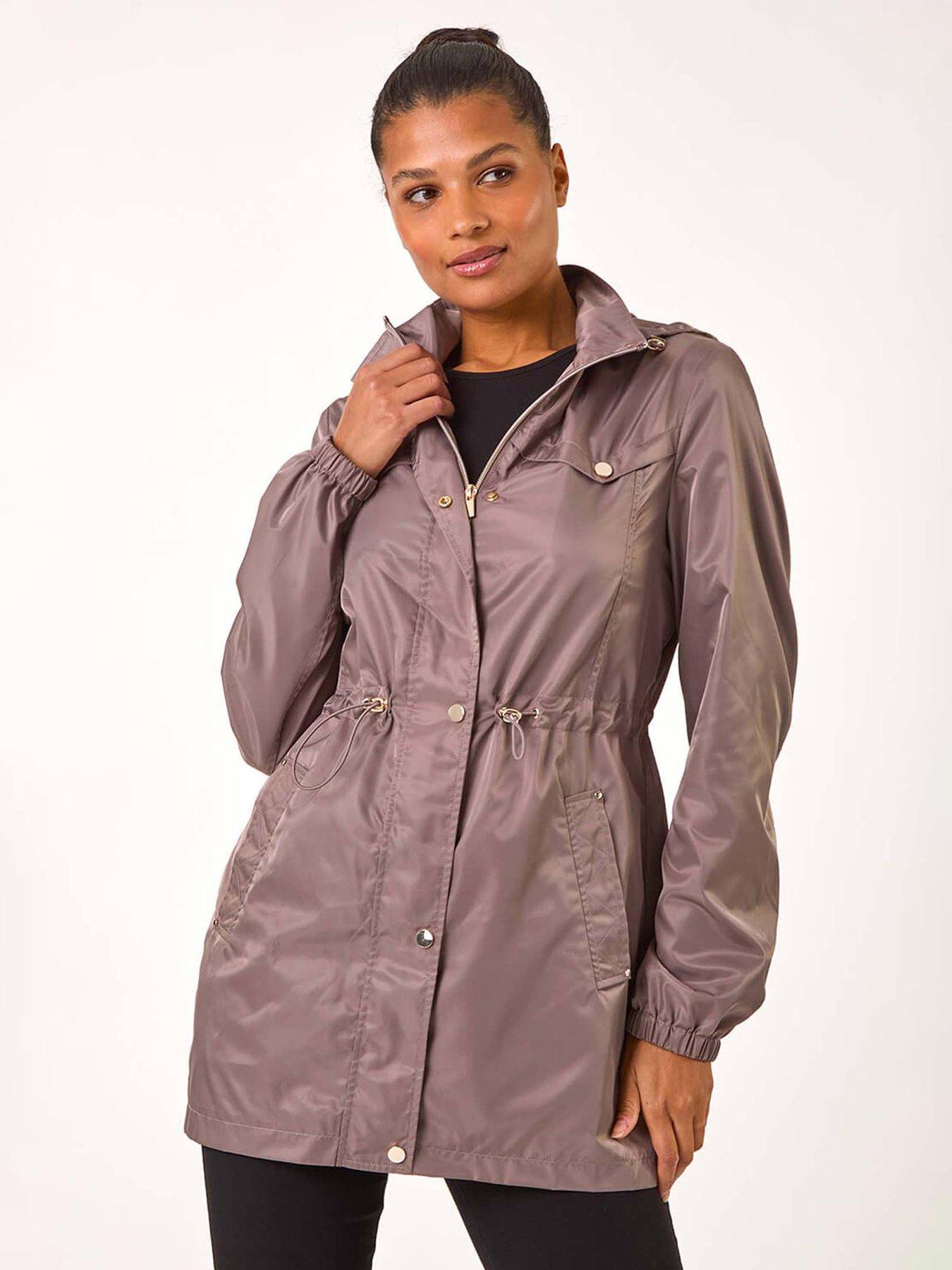  image of roman-shower-resistant-longline-jacket-beige