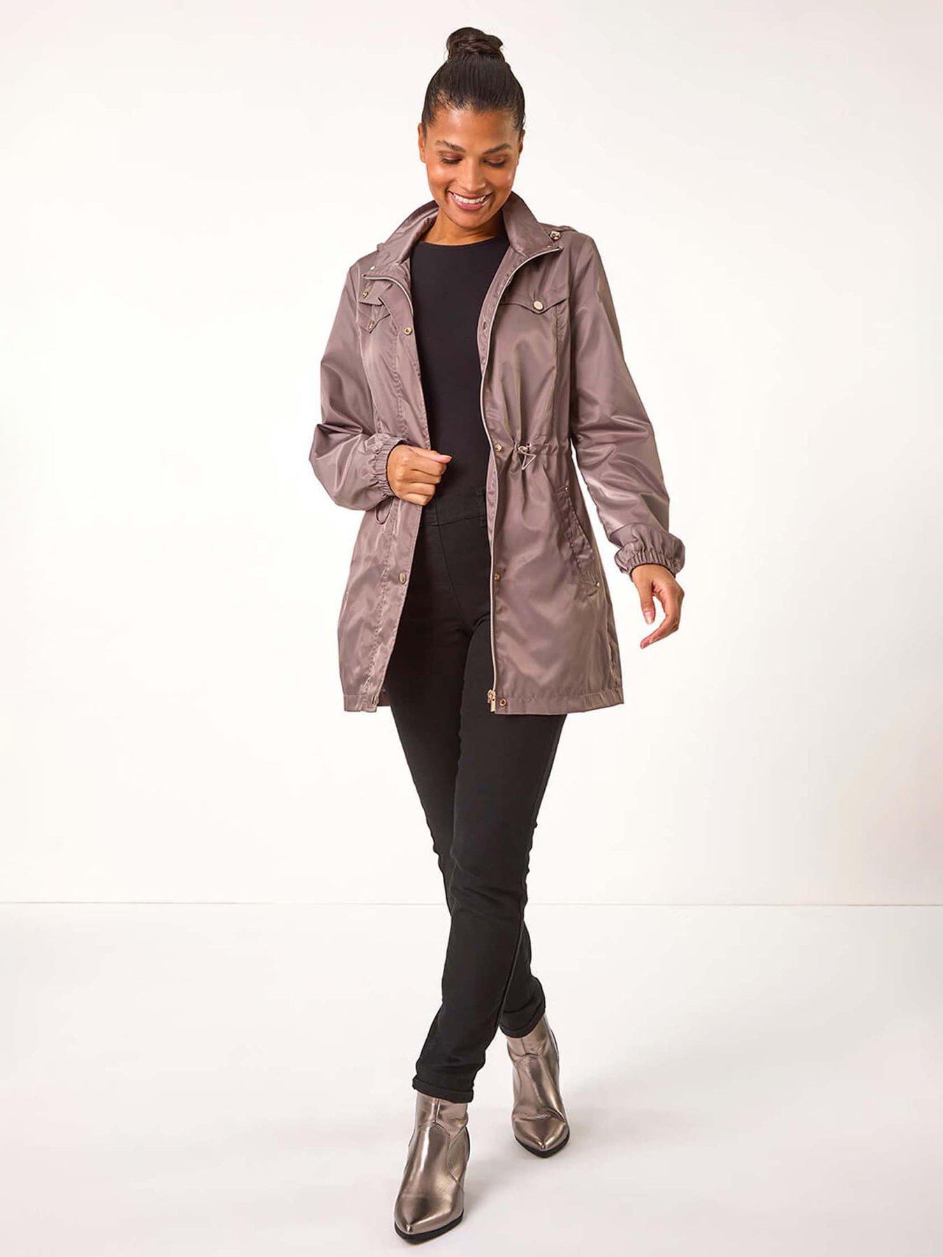  image of roman-shower-resistant-longline-jacket-beige