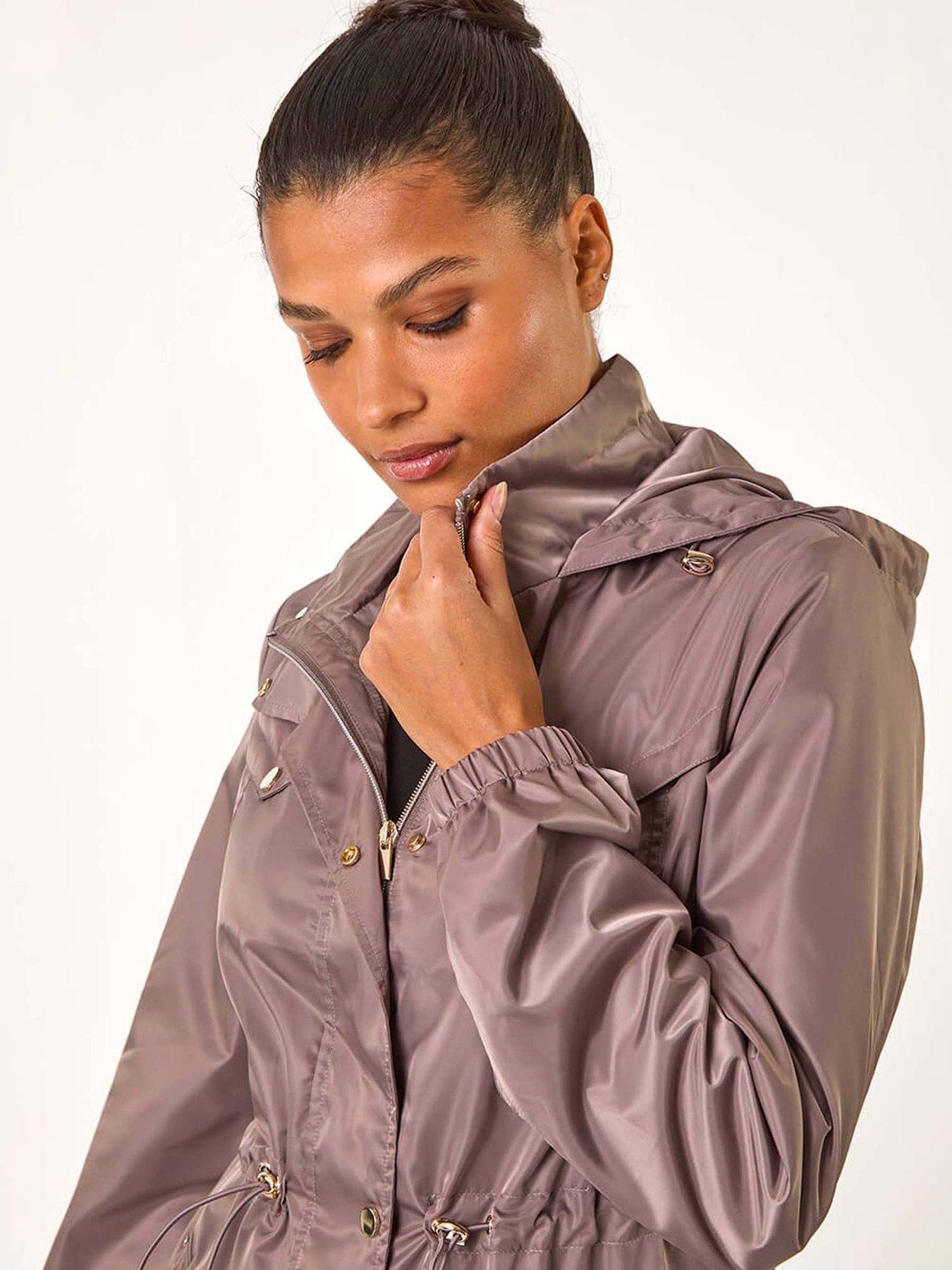  image of roman-shower-resistant-longline-jacket-beige