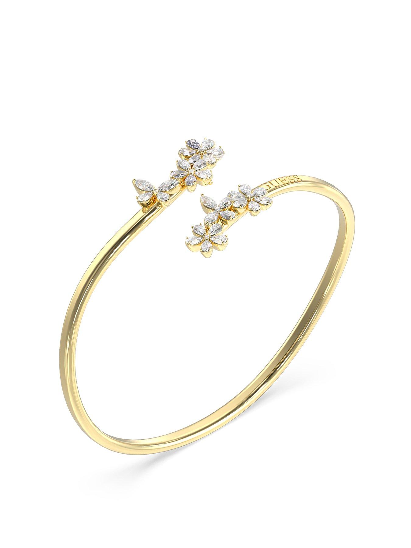  image of guess-gold-tone-lily-multi-flowers-bangle