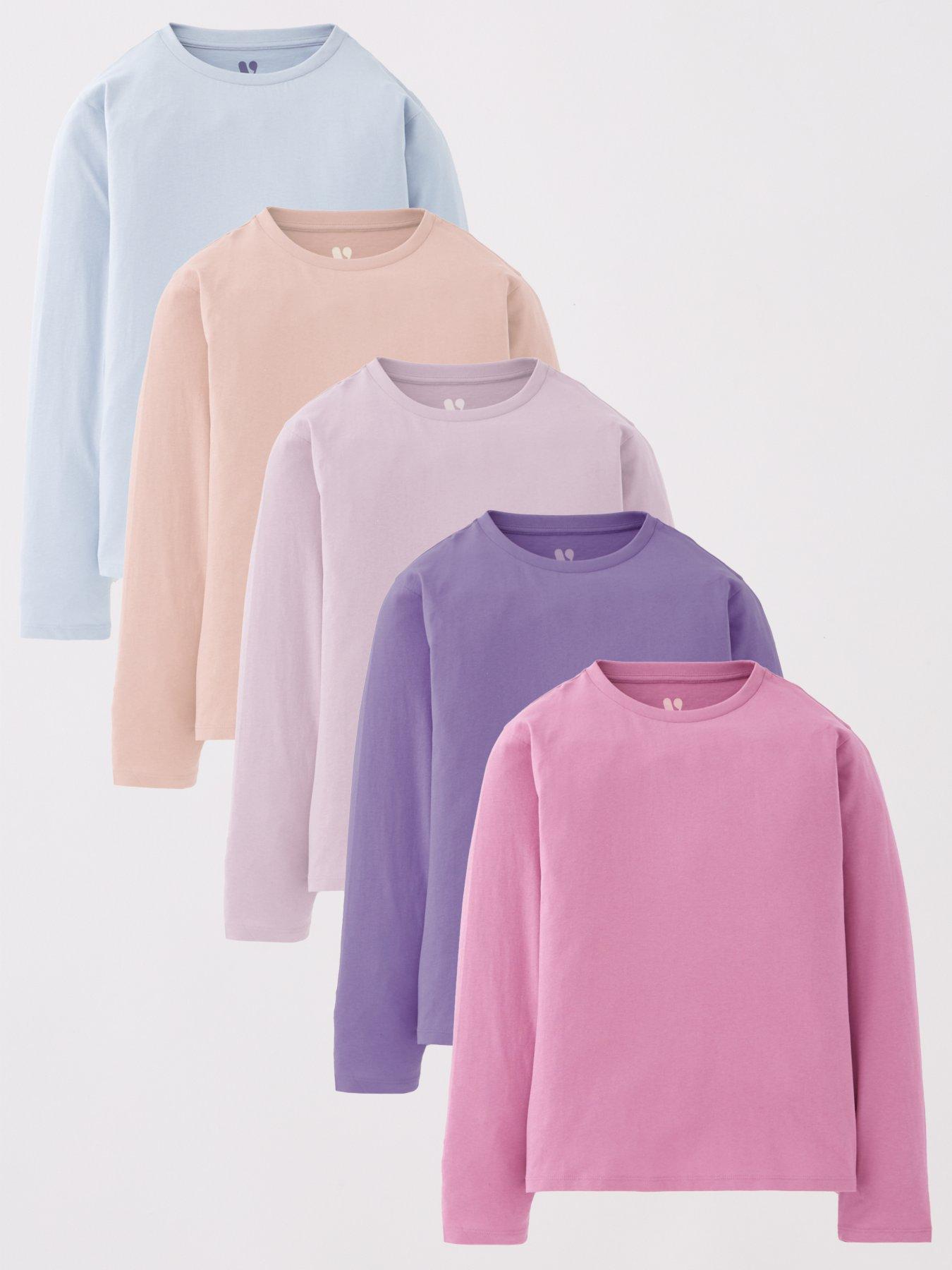 Image 1 of 5 of V by Very Girls 5 Pack Long Sleeve Tops - Multi
