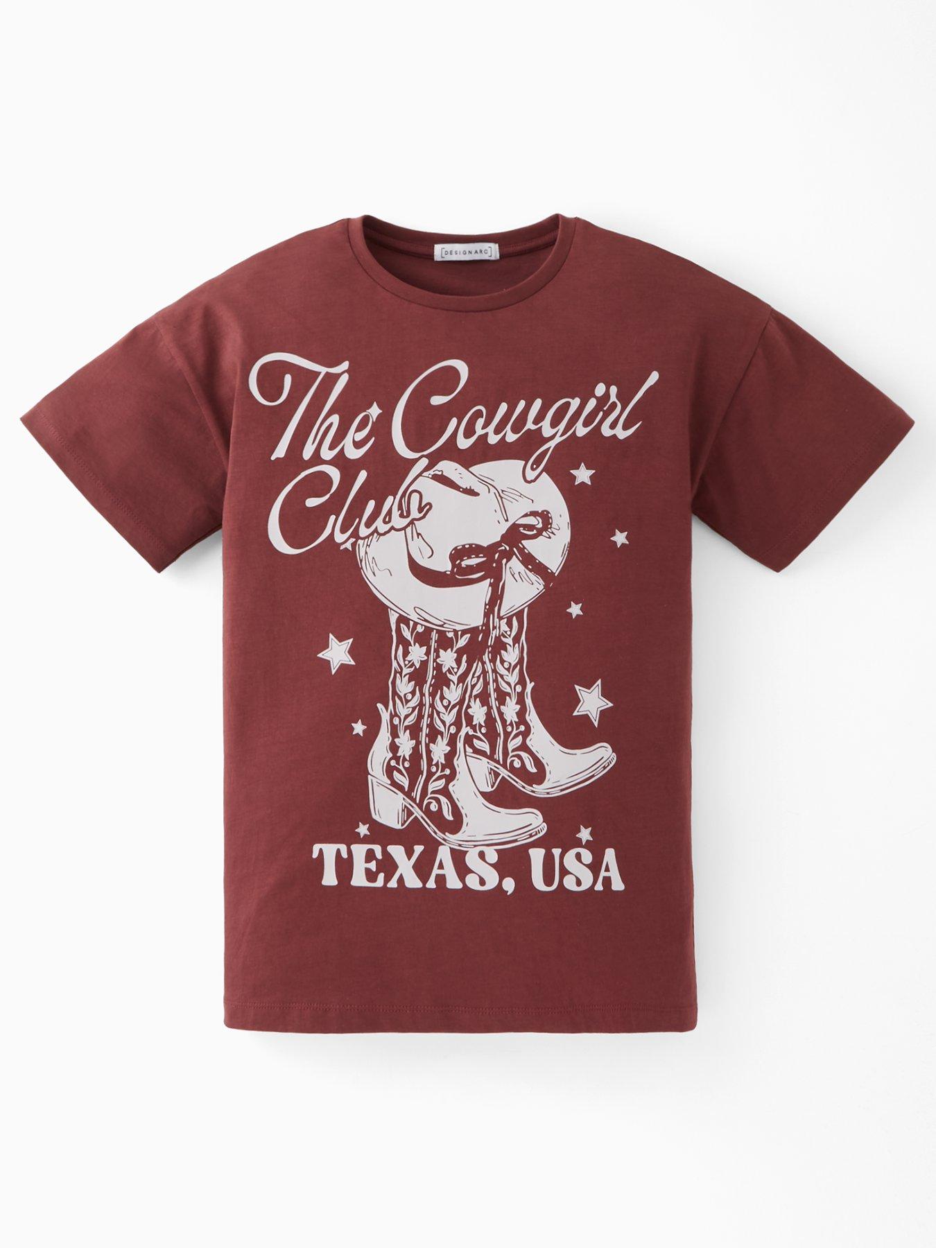 Image 1 of 4 of V by Very Girls Cowgirl Print T-shirt - Dark Burgundy