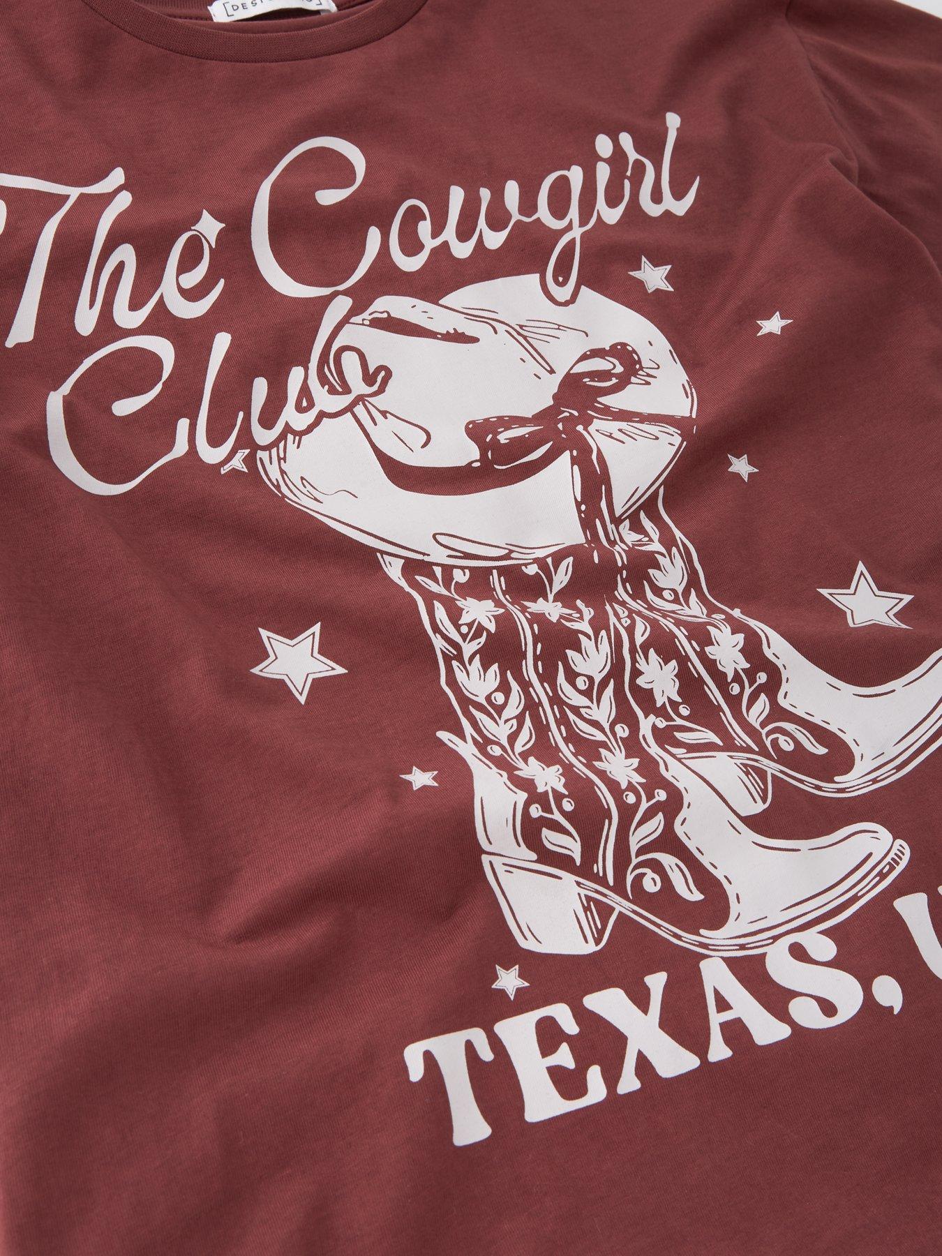 Image 3 of 4 of V by Very Girls Cowgirl Print T-shirt - Dark Burgundy