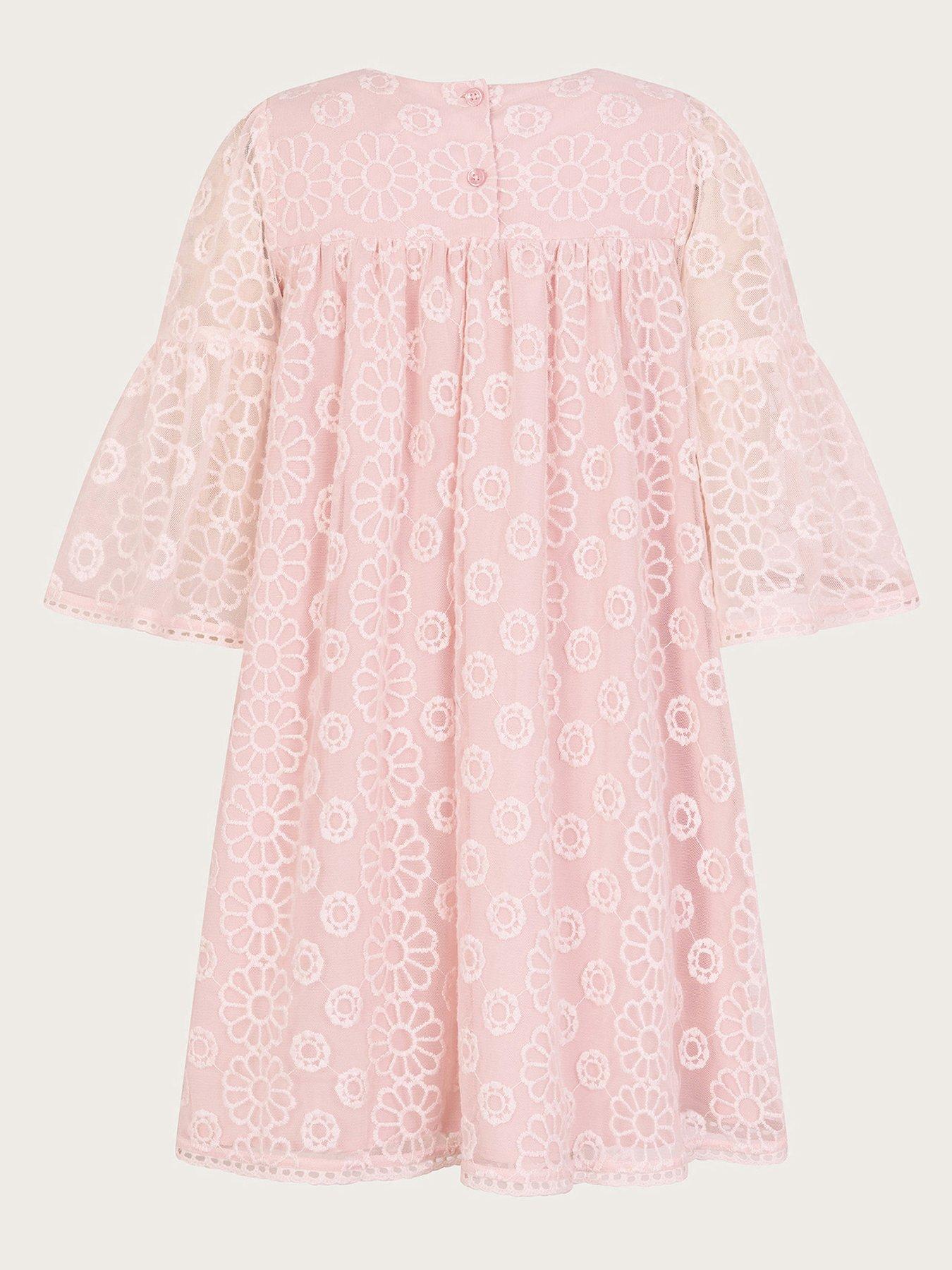  image of monsoon-girls-floral-embroidered-flute-sleeve-dress-pink