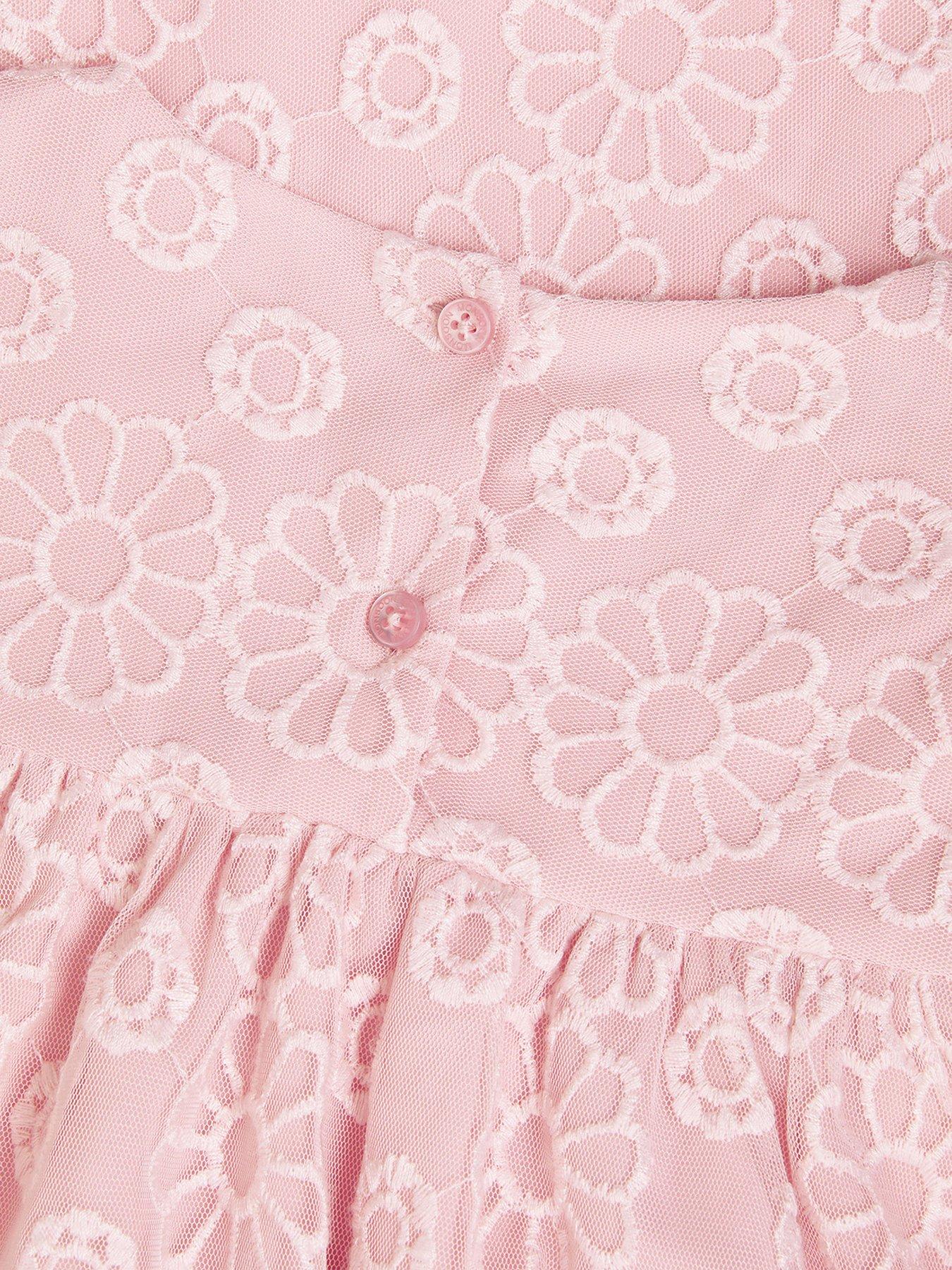  image of monsoon-girls-floral-embroidered-flute-sleeve-dress-pink