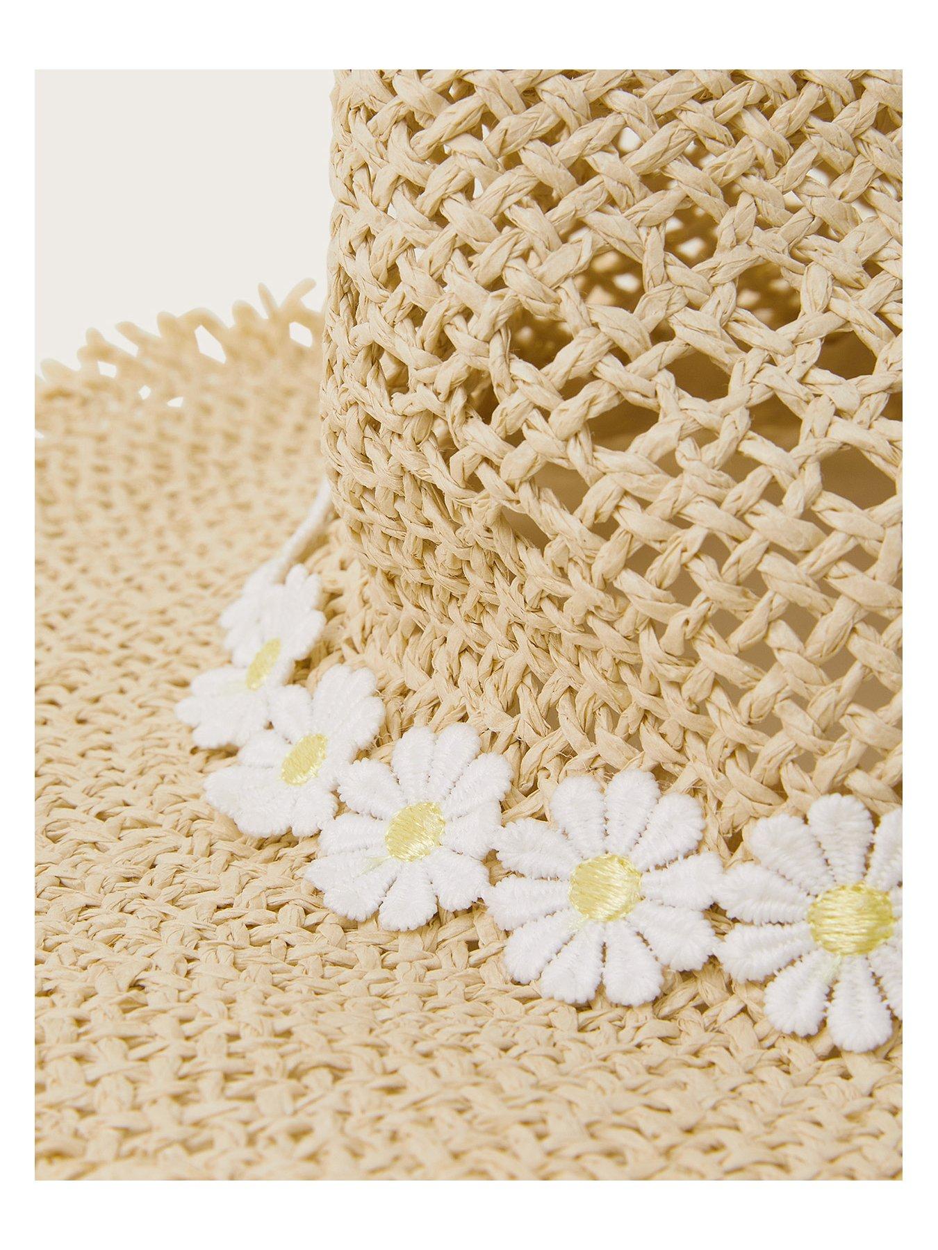  image of monsoon-girls-daisy-chain-floppy-straw-hat-light-cream