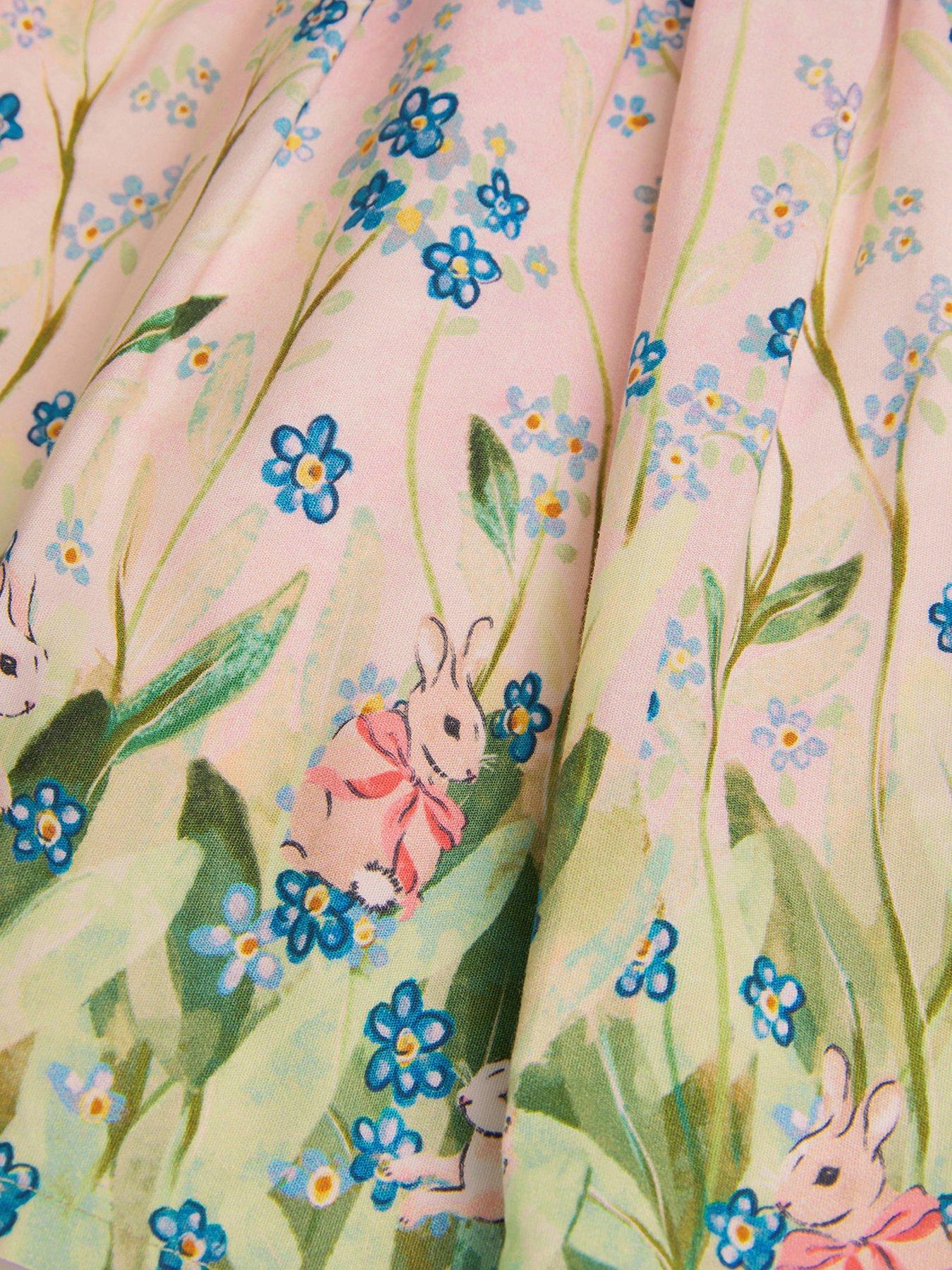  image of monsoon-baby-girls-bunny-scene-dress-pink