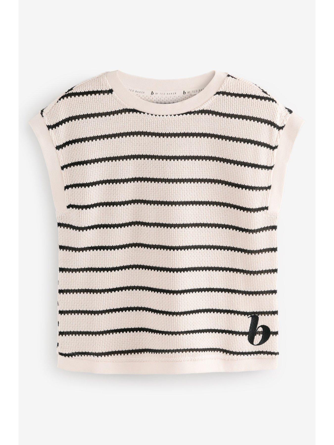 stillFront image of b-by-ted-baker-knitted-stripe-short-pyjama-set-beige