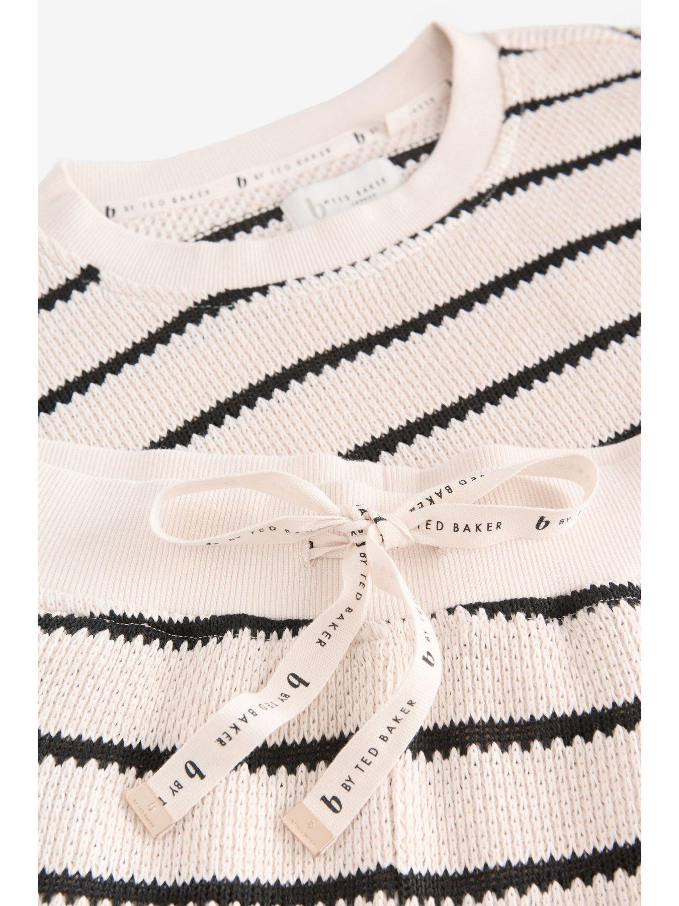  image of b-by-ted-baker-knitted-stripe-short-pyjama-set-beige