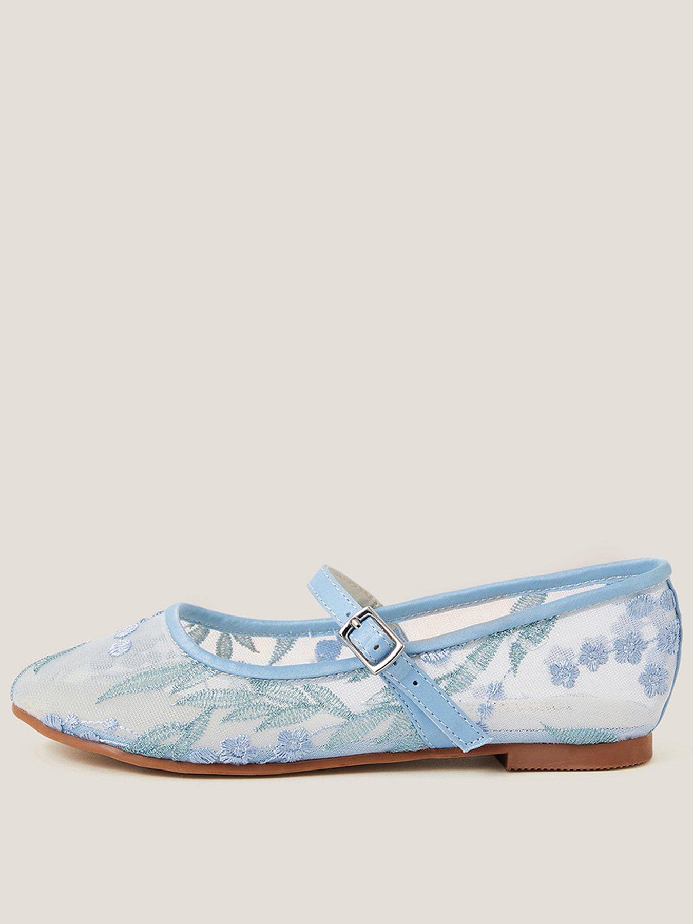  image of monsoon-girls-embroidered-lace-ballet-flat-shoes-blue