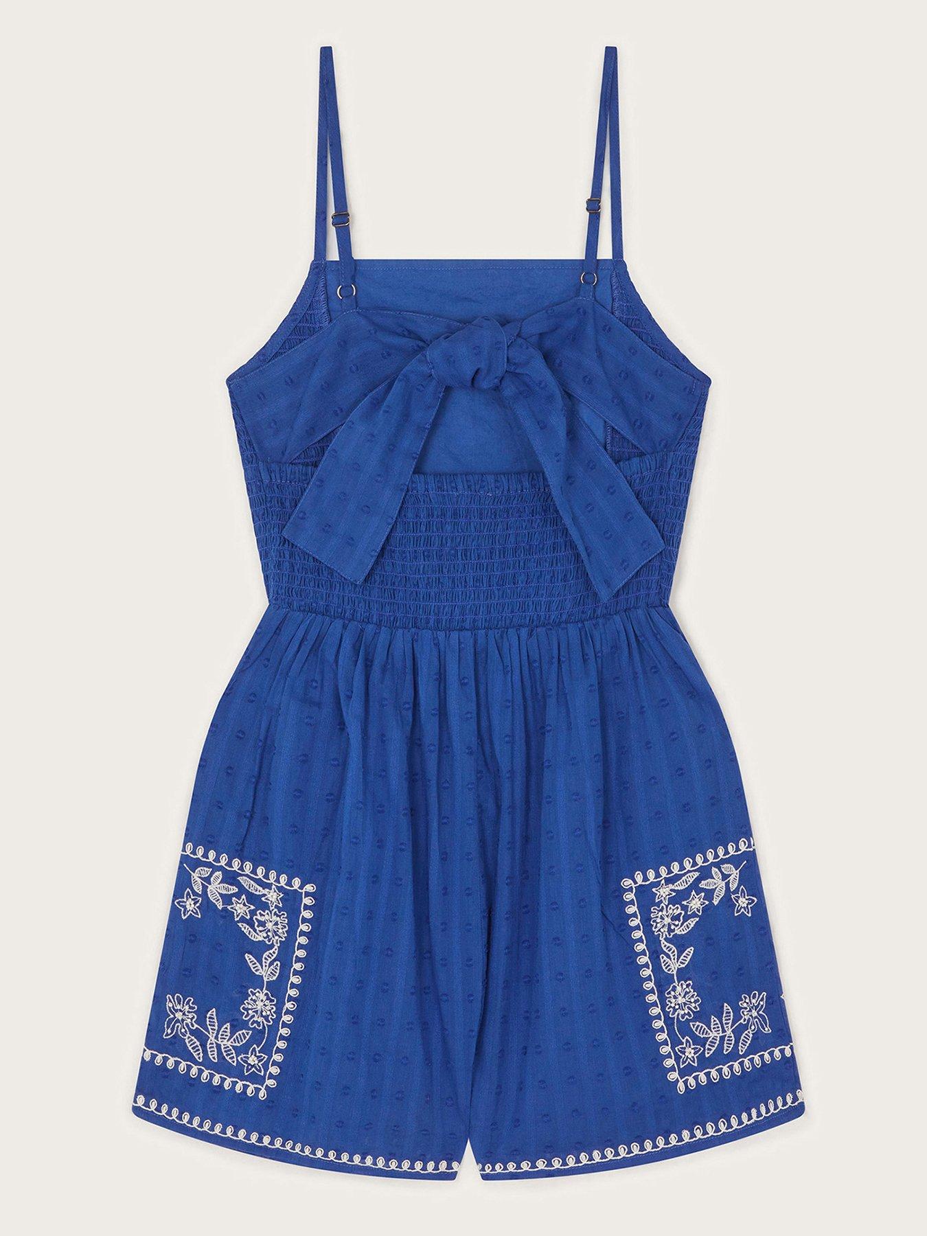  image of monsoon-girls-floral-embroidered-strappy-playsuit-blue