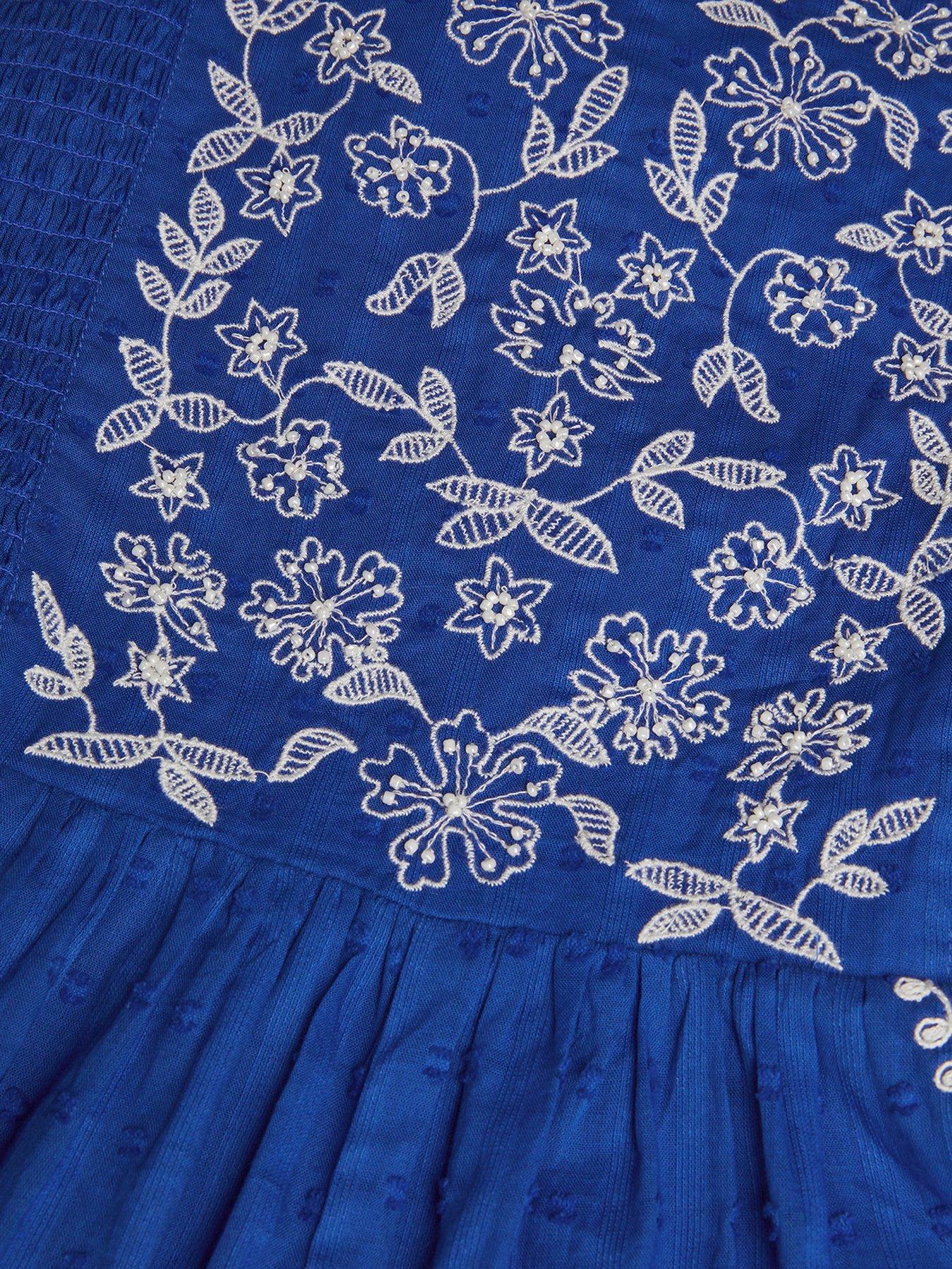  image of monsoon-girls-floral-embroidered-strappy-playsuit-blue