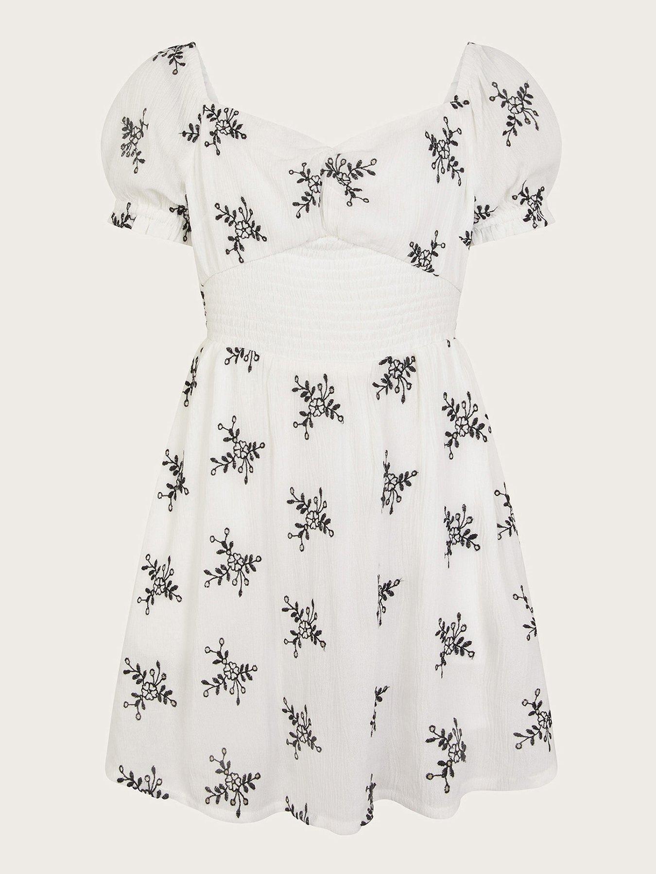  image of monsoon-girls-broderie-floral-puff-sleeve-dress-white