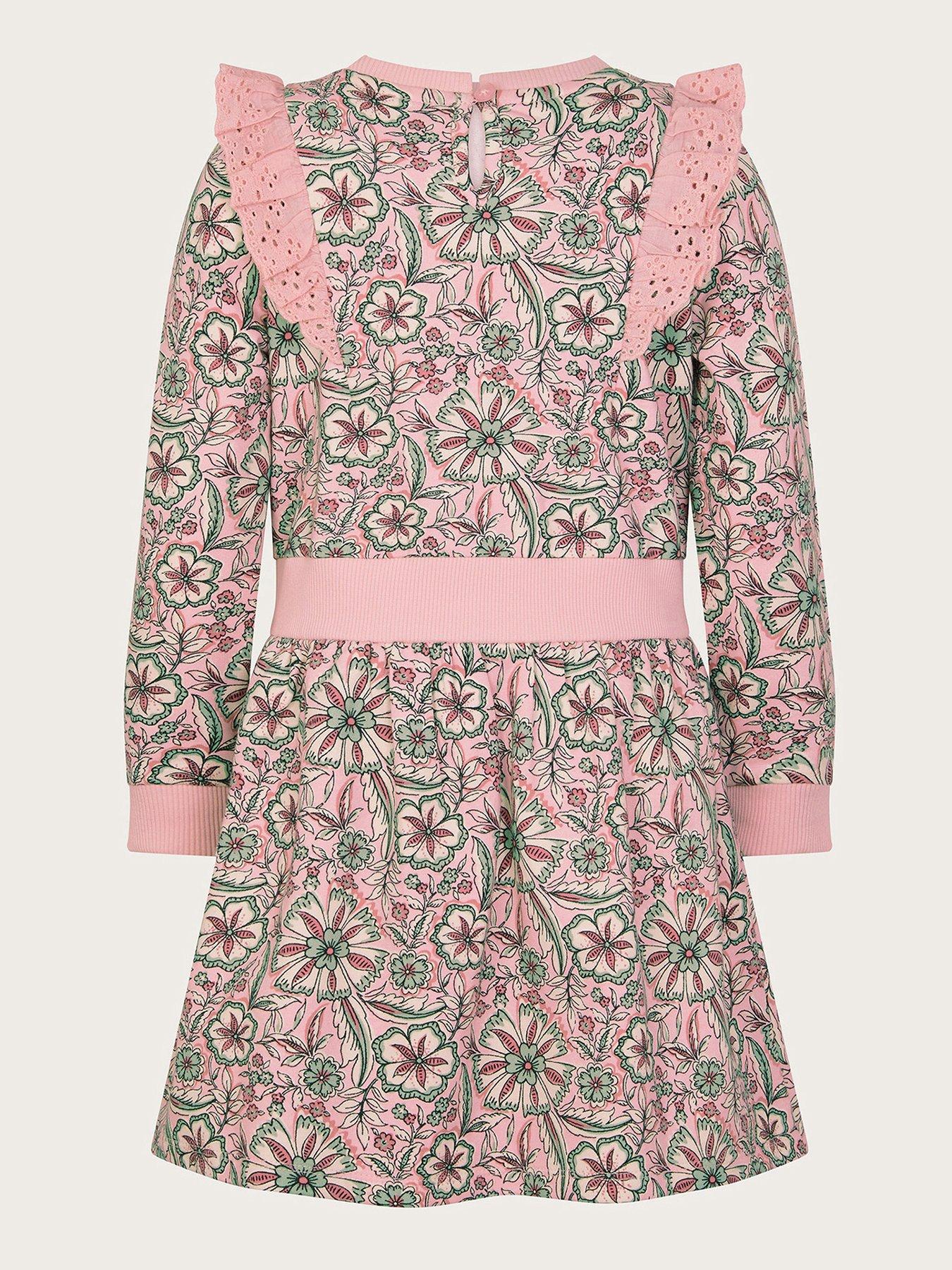 Image 2 of 3 of Monsoon Girls Scorched Paisley Print Dress - Pink