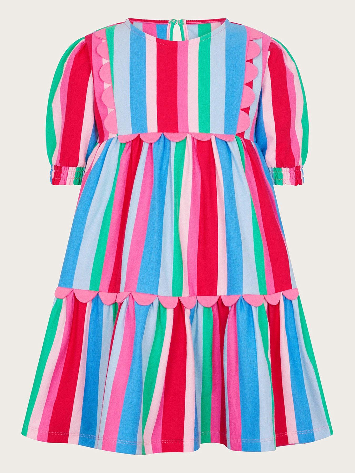  image of monsoon-girls-stripe-scallop-jersey-dress-multi
