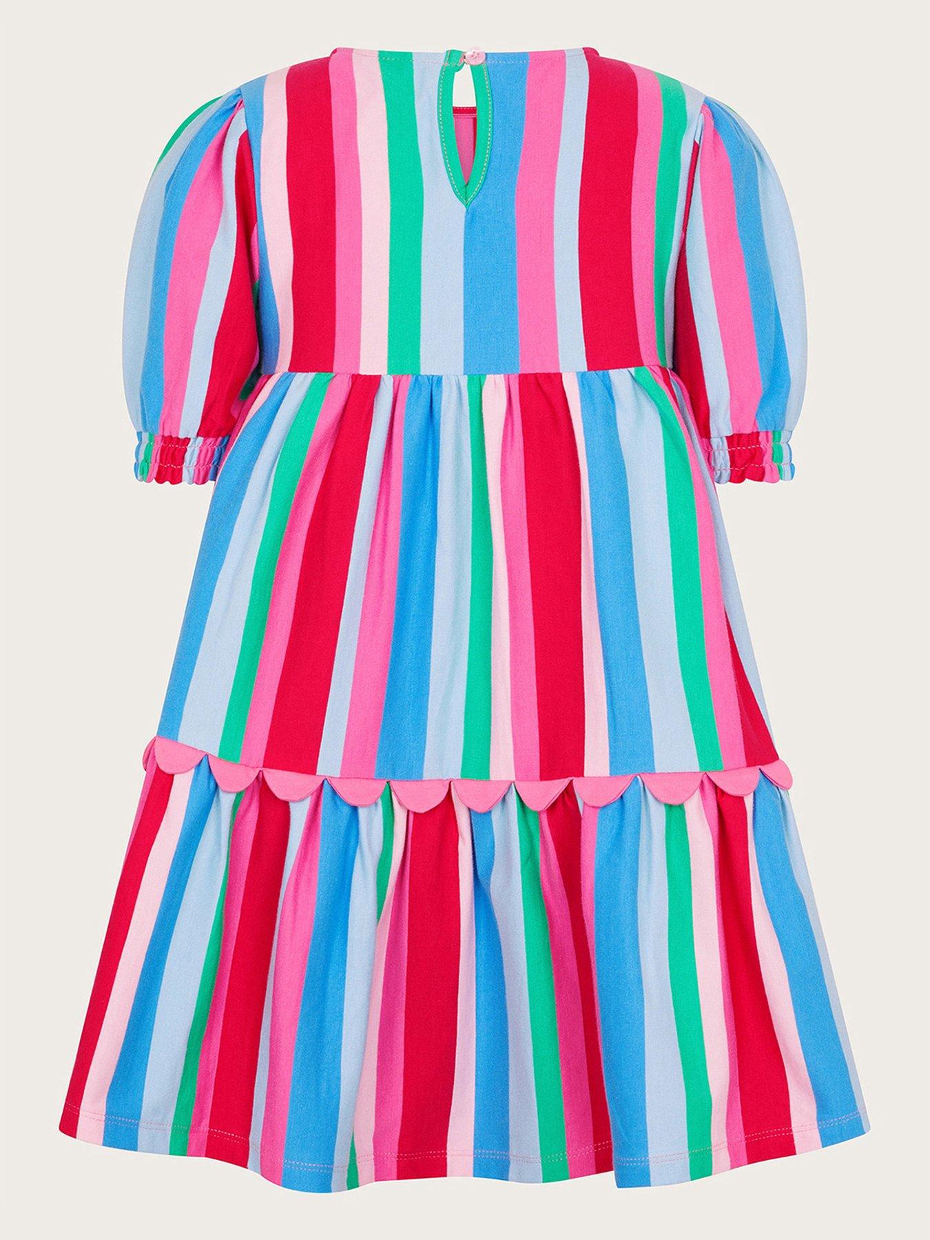  image of monsoon-girls-stripe-scallop-jersey-dress-multi