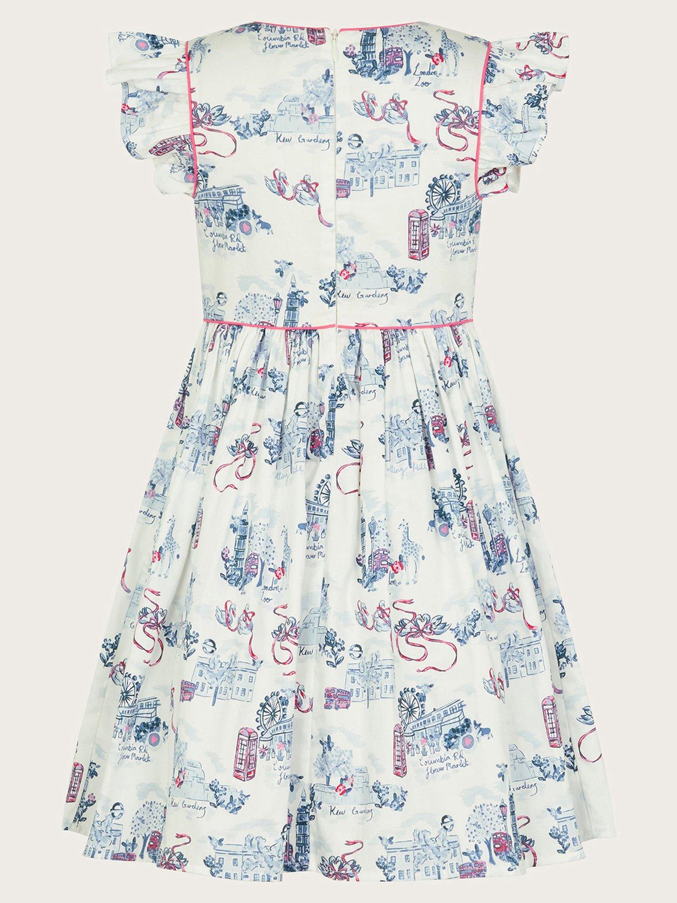  image of monsoon-girls-london-print-frilly-cotton-dress-white