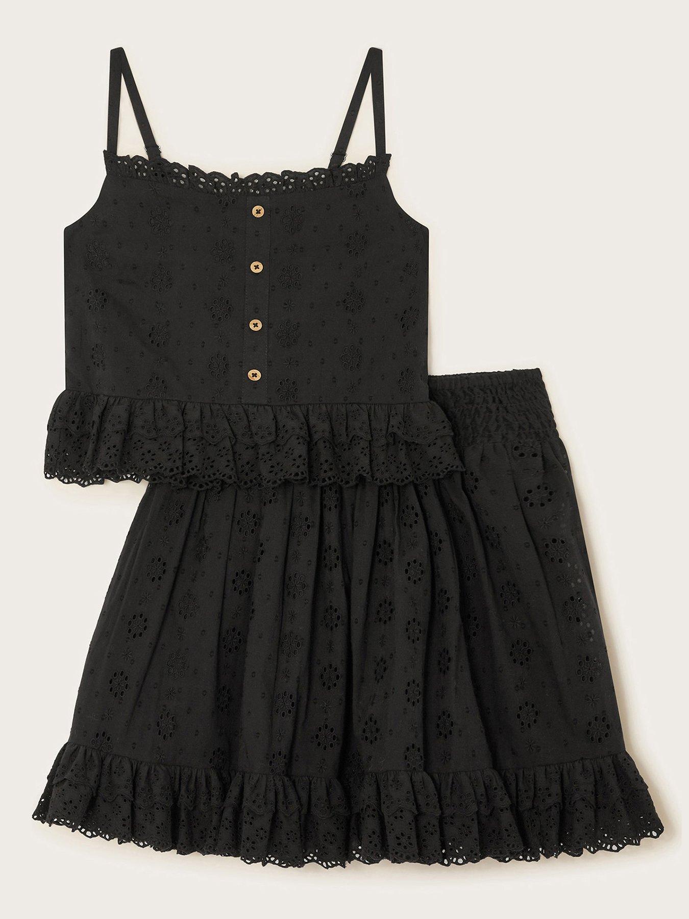 monsoon-girls-floral-broderie-cami-top-and-skirt-set-black