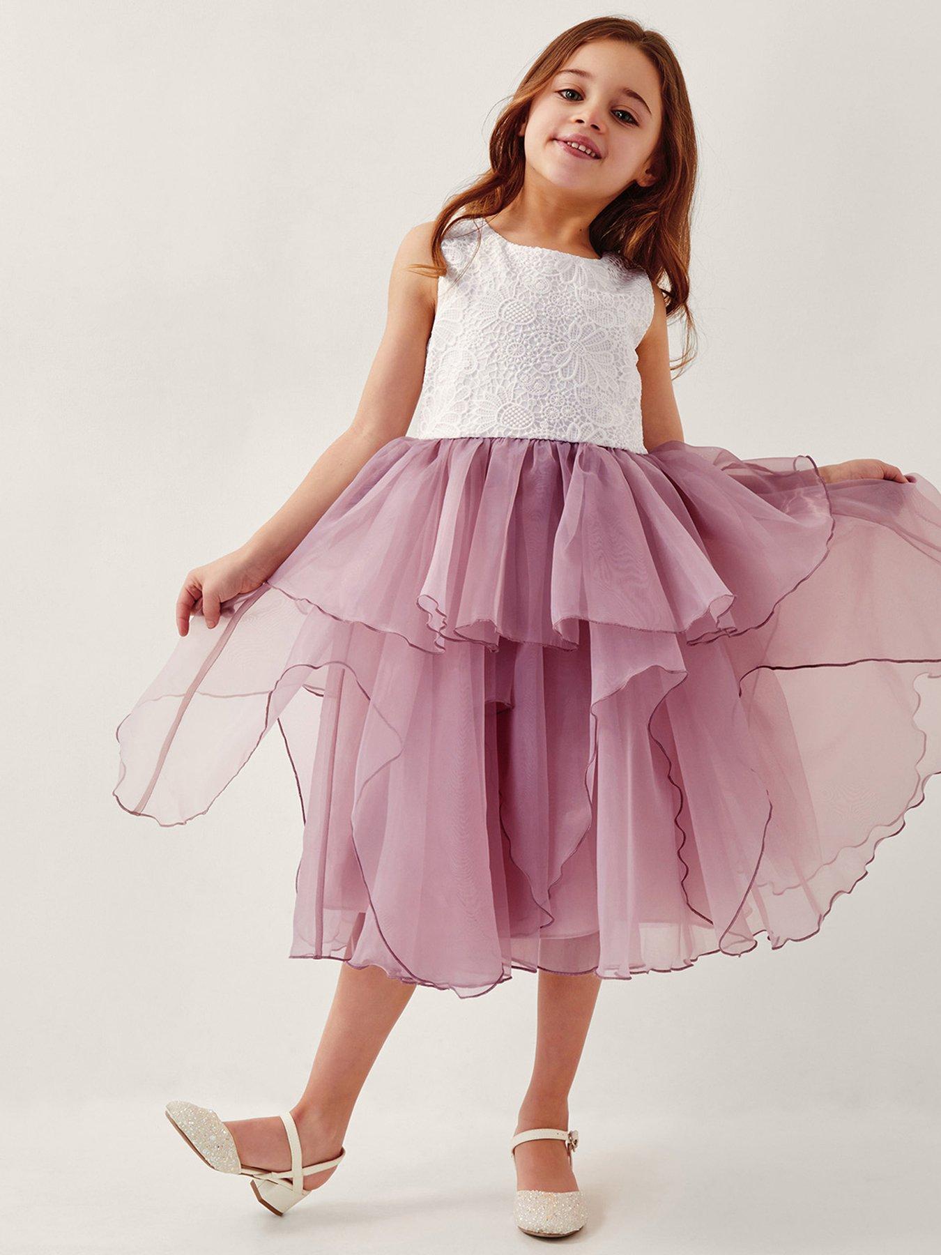 undefined Girls Petal Skirt Flower Girls Dress - Pink
