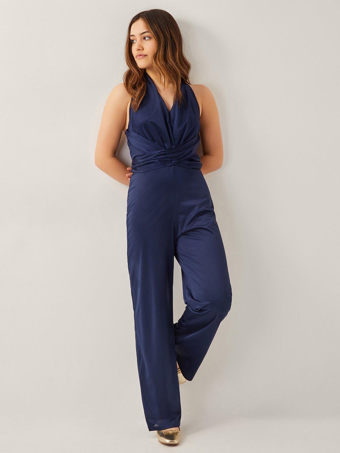 image of monsoon-girls-tia-twist-sleeveless-jumpsuit-navy