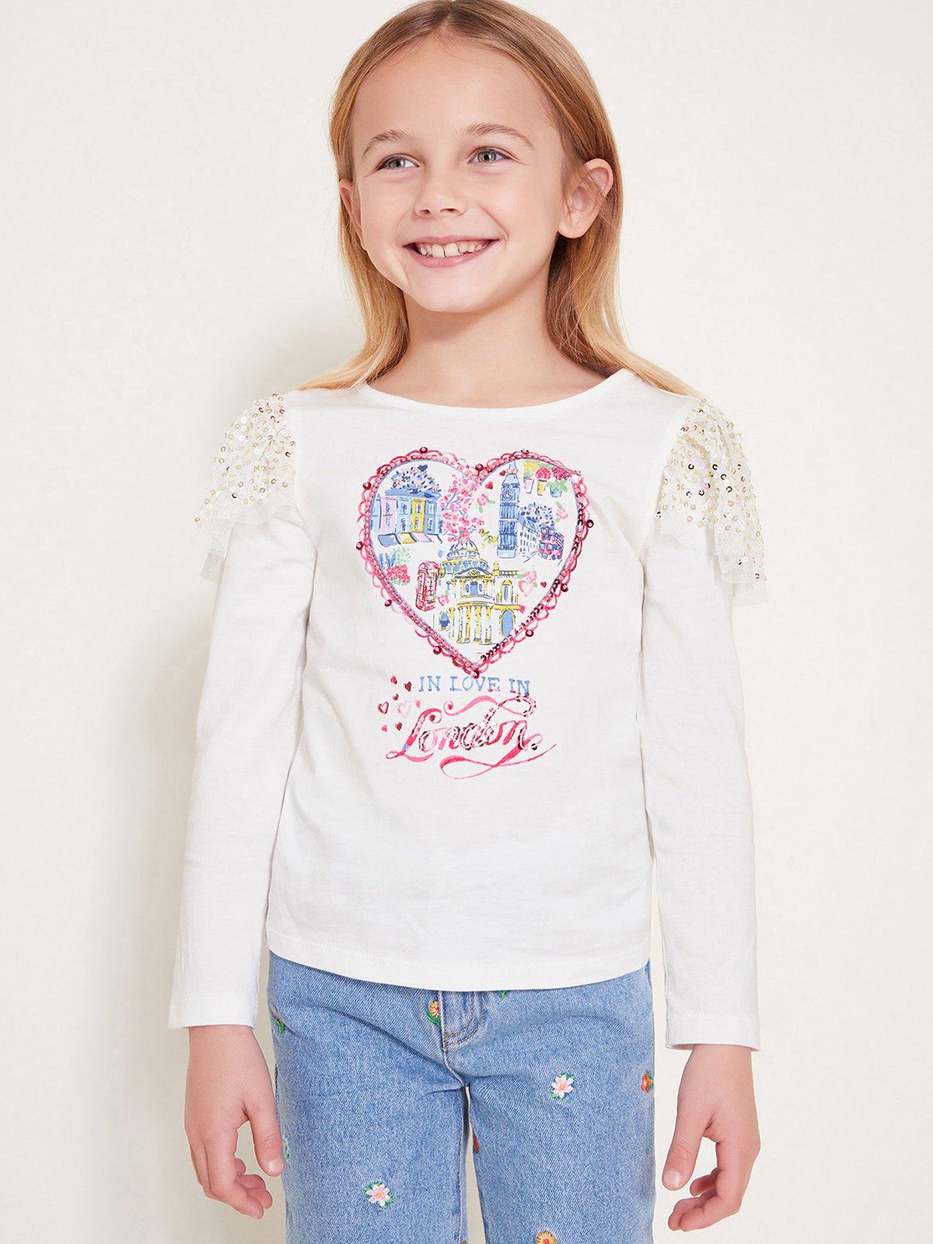  image of monsoon-girls-love-london-sequin-long-sleeve-top-light-cream