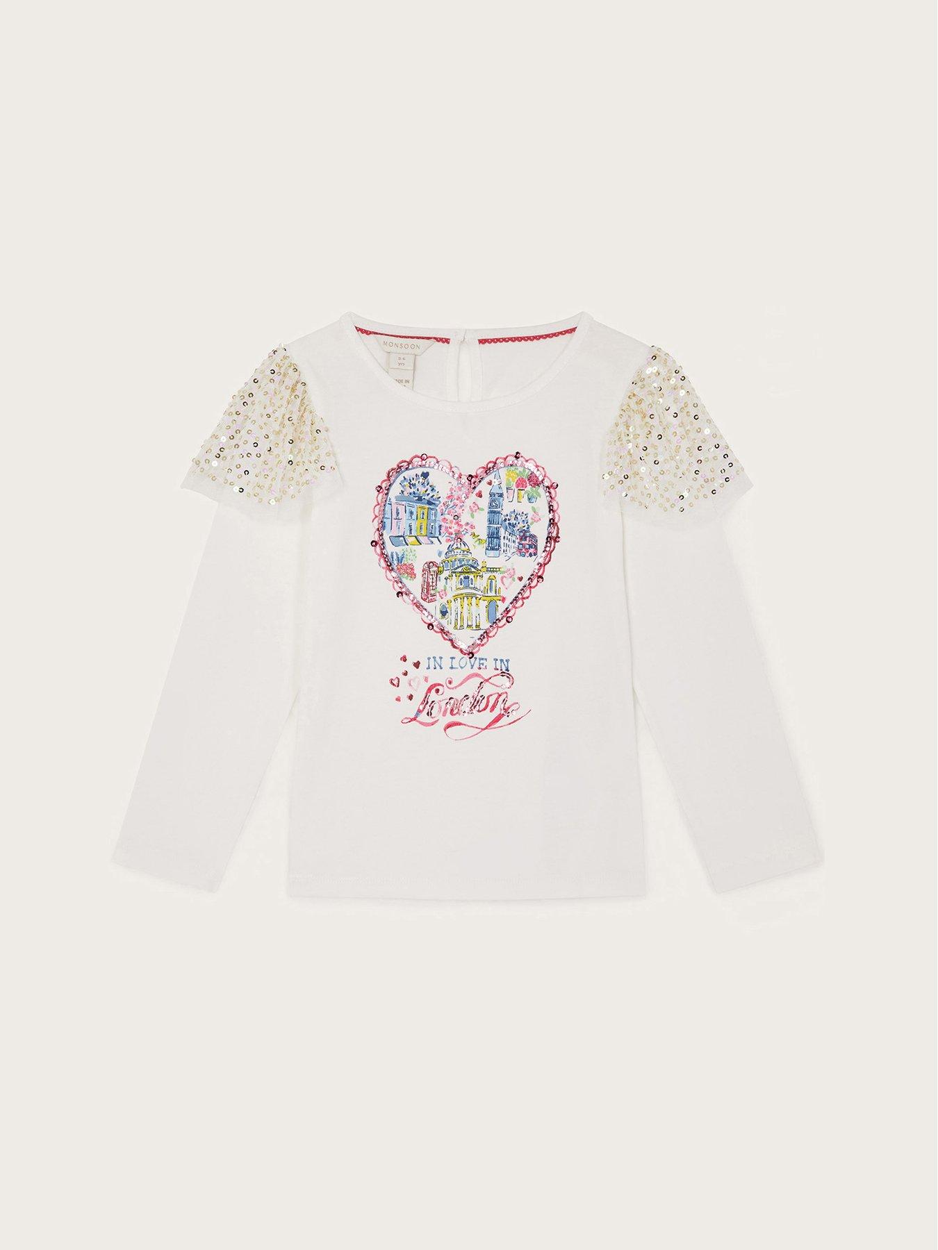  image of monsoon-girls-love-london-sequin-long-sleeve-top-light-cream