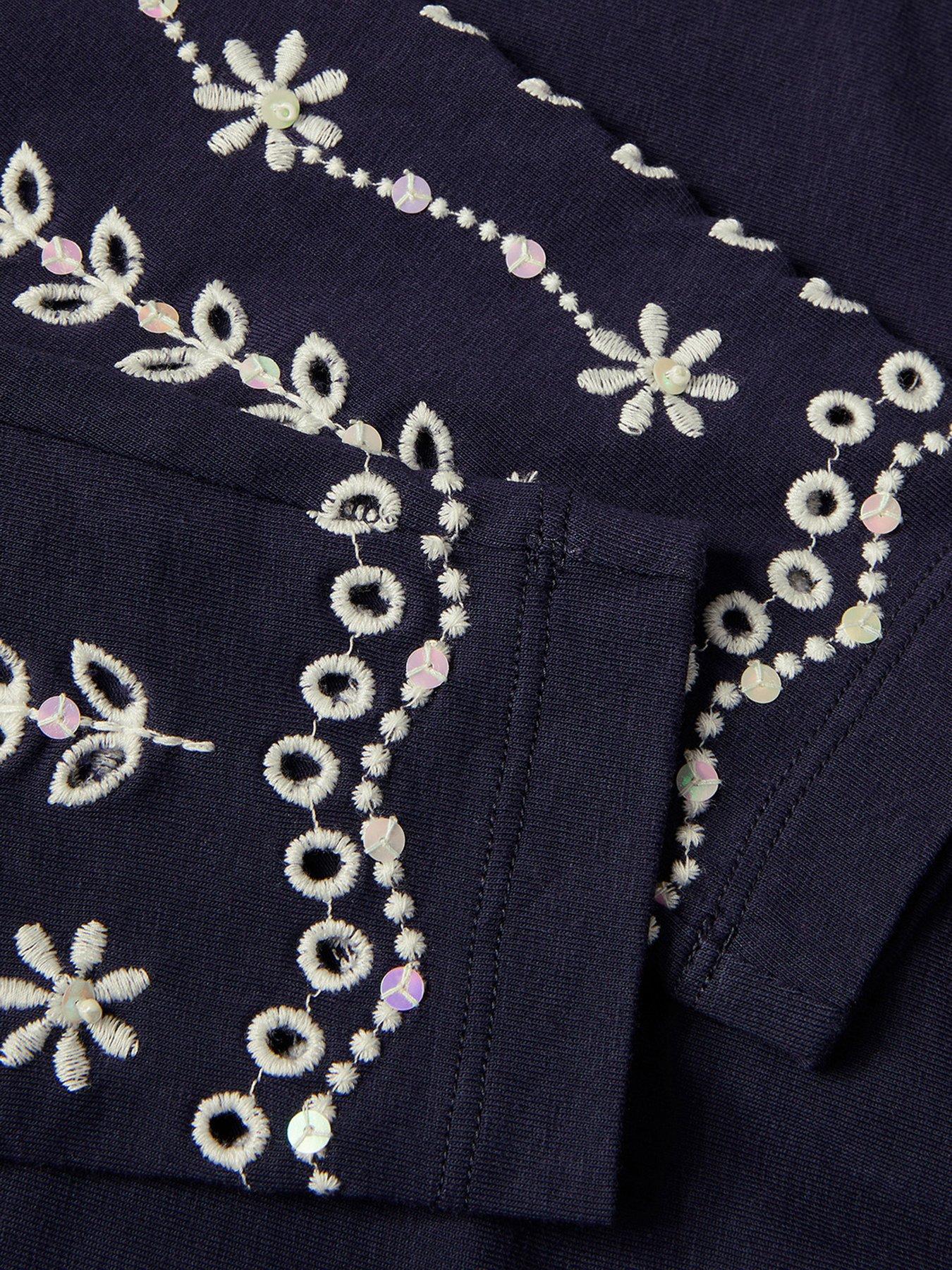  image of monsoon-girls-sequin-broderie-leggings-navy