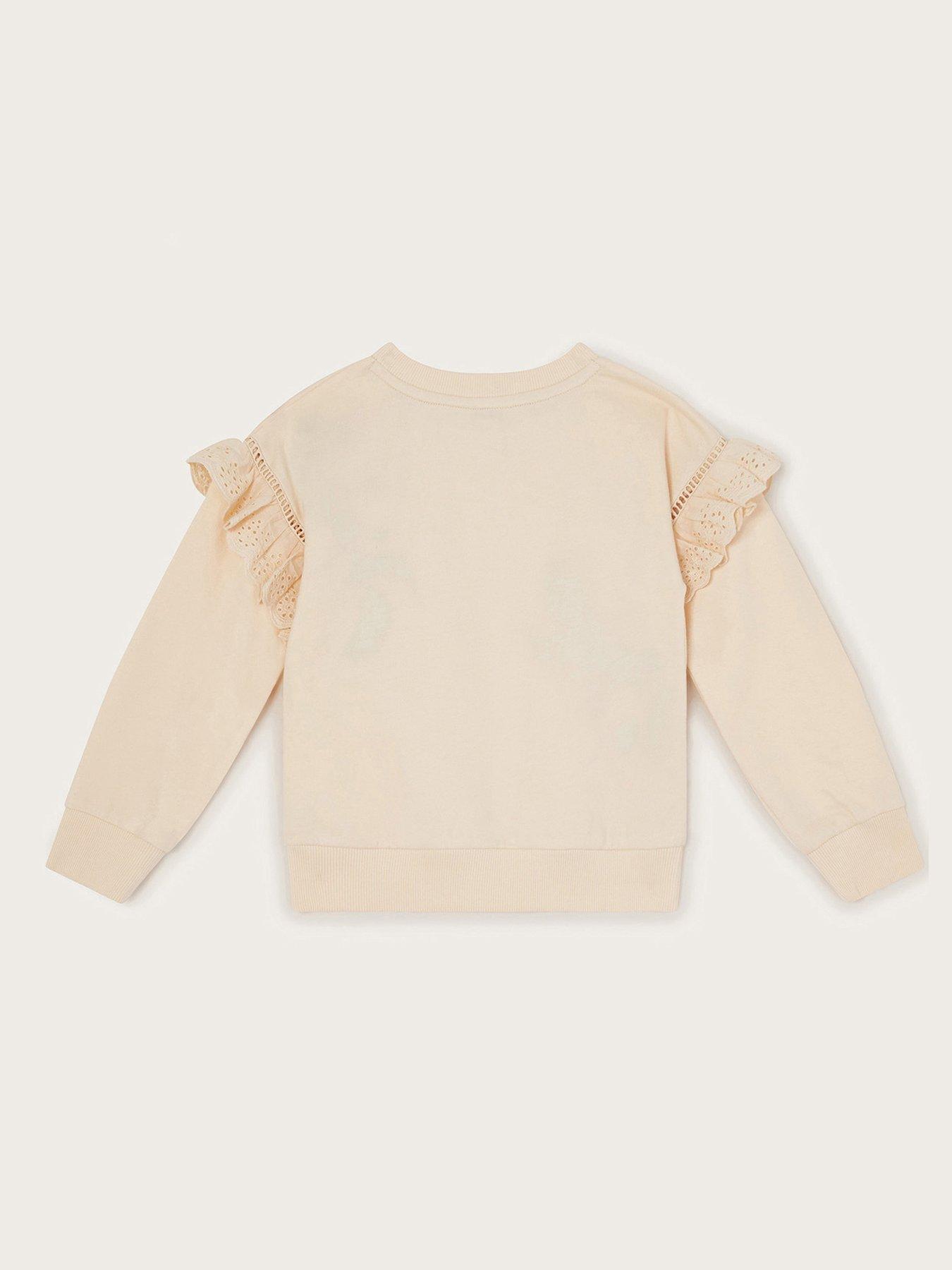  image of monsoon-girls-floral-embroidered-ruffle-sweat-top-light-cream