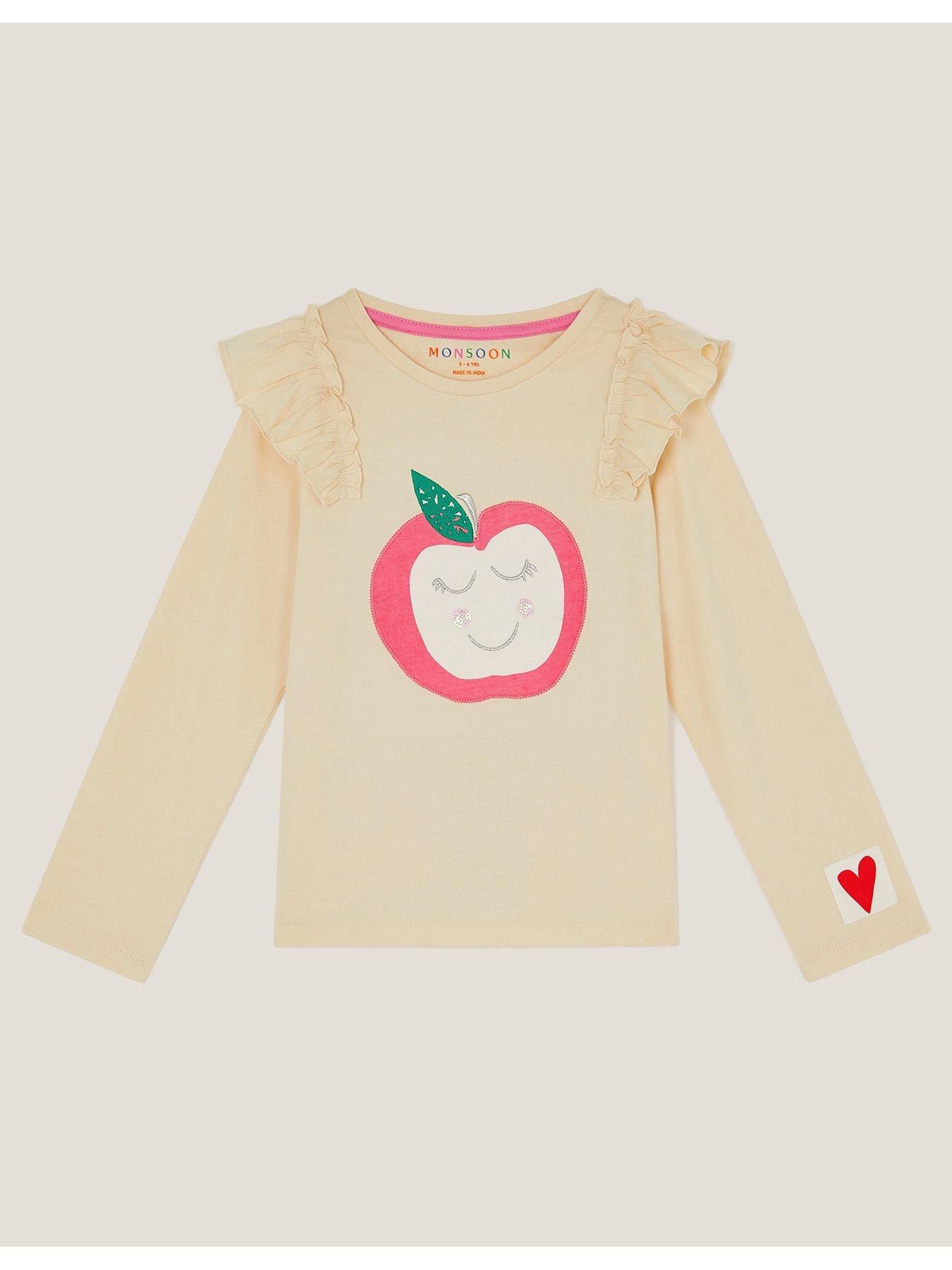  image of monsoon-girls-apple-t-shirt-pink