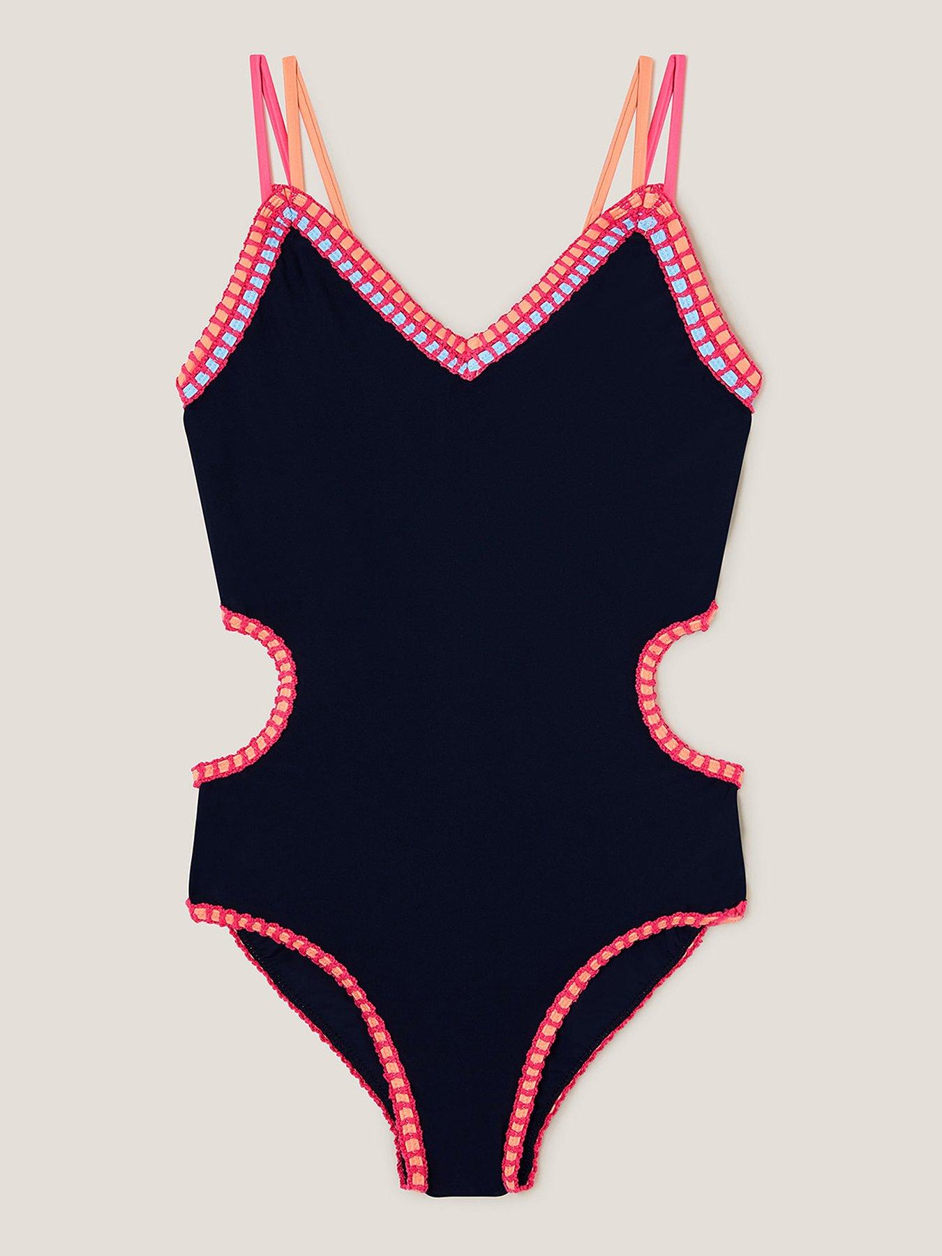 undefined Girls Storm Blanket Stitch Swimsuit - Black
