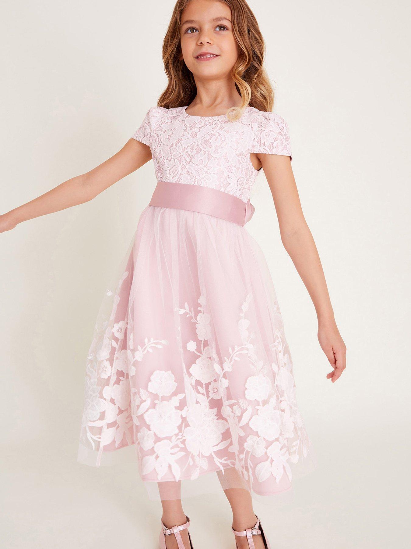 undefined Girls Sorcha Embroidered Lace Maxi Dress - Light Pink