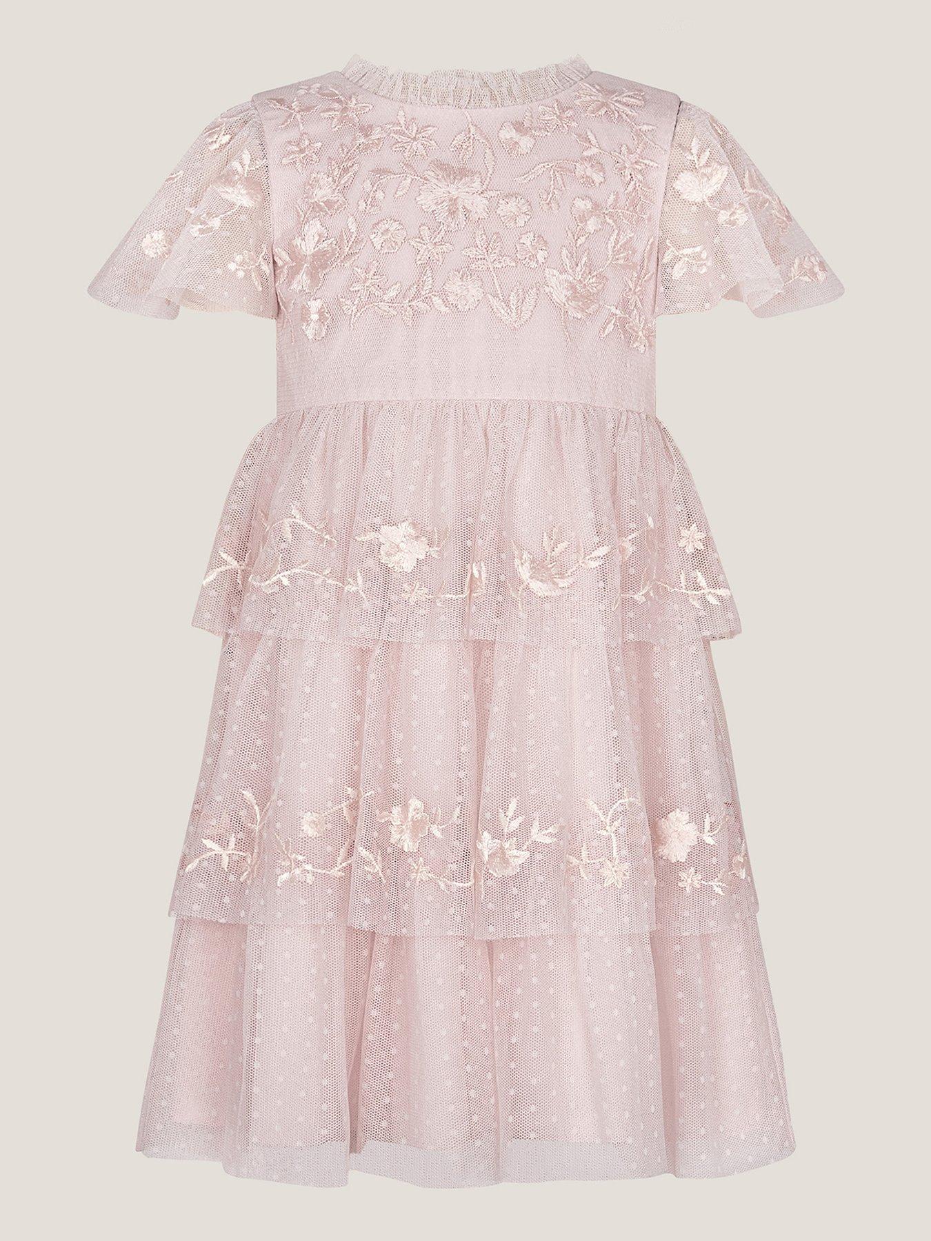 undefined Girls Sophie Embroidered Dobby Dress - Light Pink