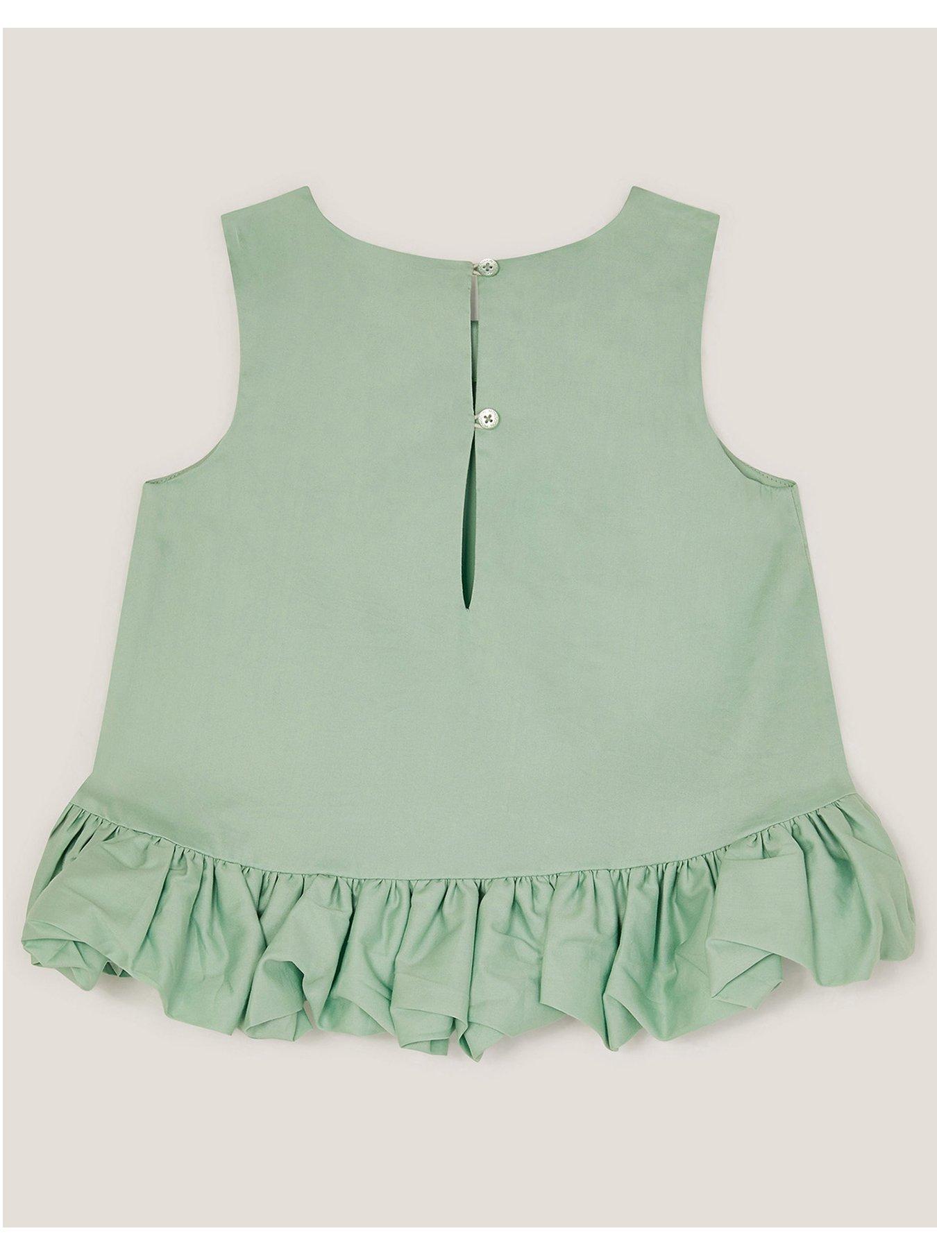  image of monsoon-girls-sleeveless-ruffle-hem-top-green