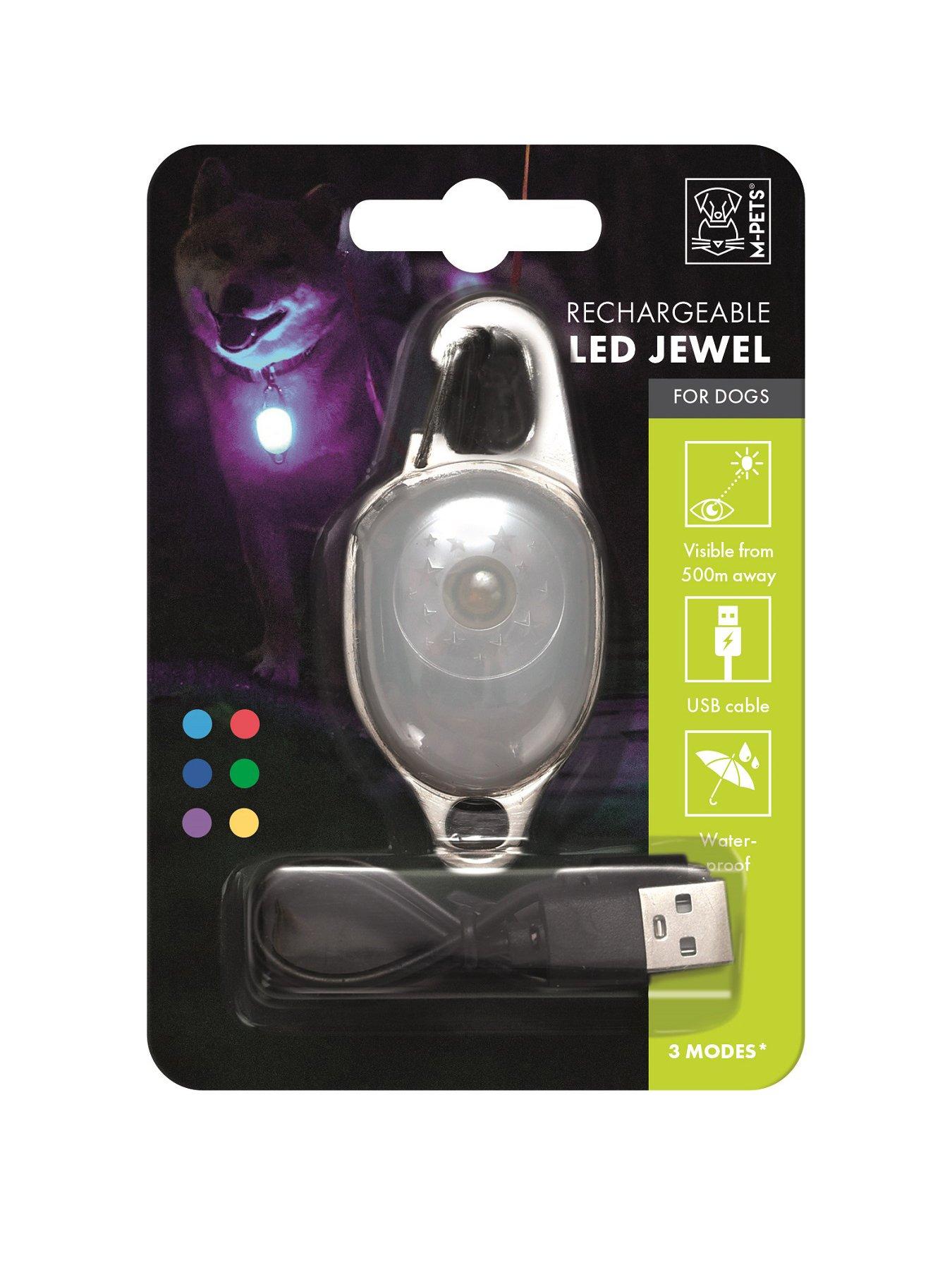  image of m-pets-rechargeable-led-jewel-for-dog-white-2-pack